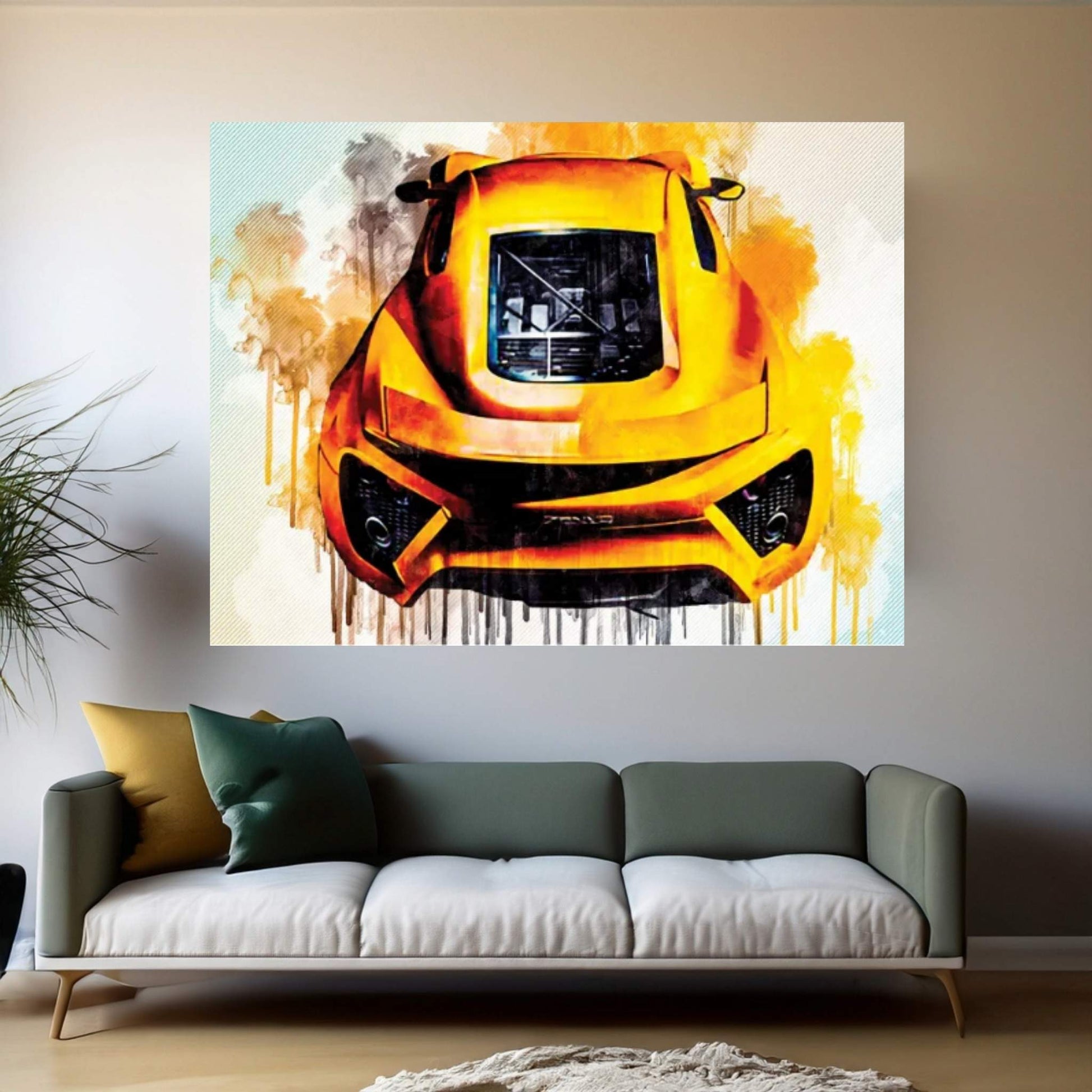 Zenvo St1 Danish Supercar Exterior Front View Yellow St1 Hypercar Canvas Wall Art - Y Canvas