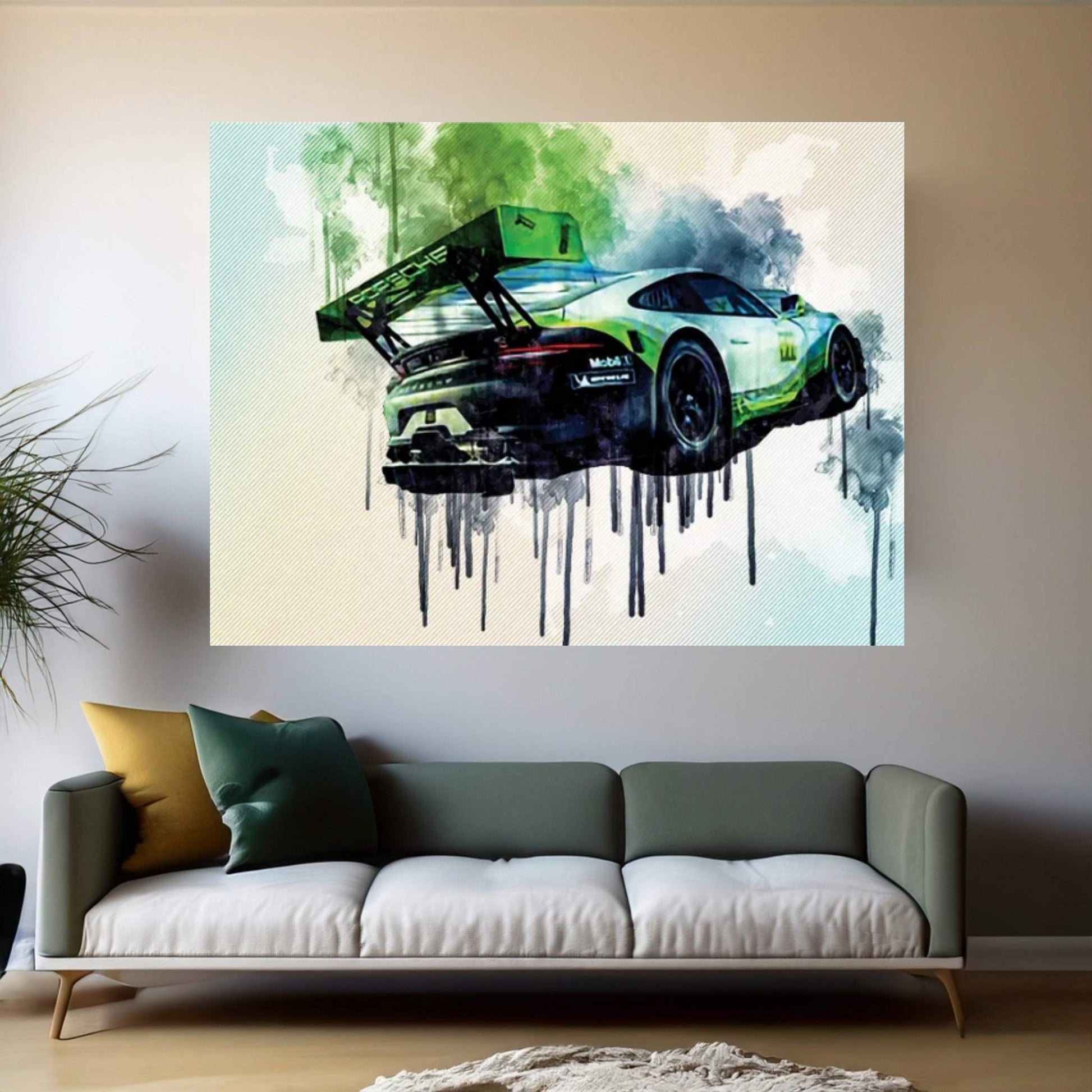 Porsche 911 Gt3 R 2019 Racing Car Rear View Exterior Supercar Racing Track German Sports Cars Canvas Wall Art - Y Canvas