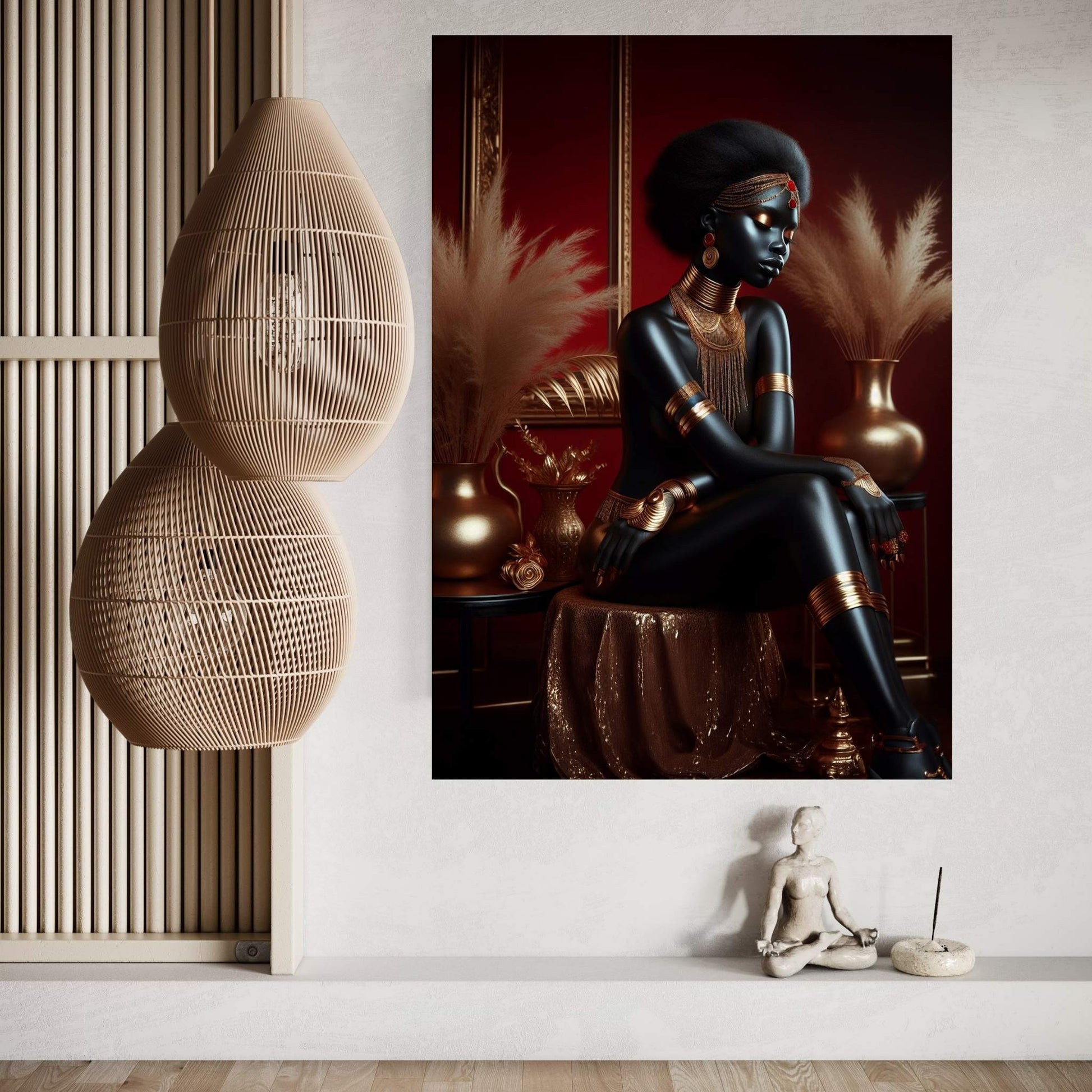 African Black Woman Gold Make-up Canvas Canvas Wall Art - Y Canvas