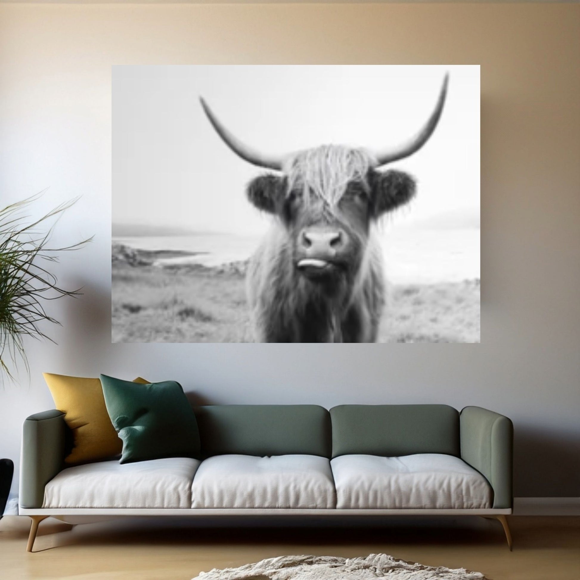 Highland Cow Canvas Wall Art Photo Print, Cattle Farming Print Animal, Highland Cow Canvas Art Print - Y Canvas