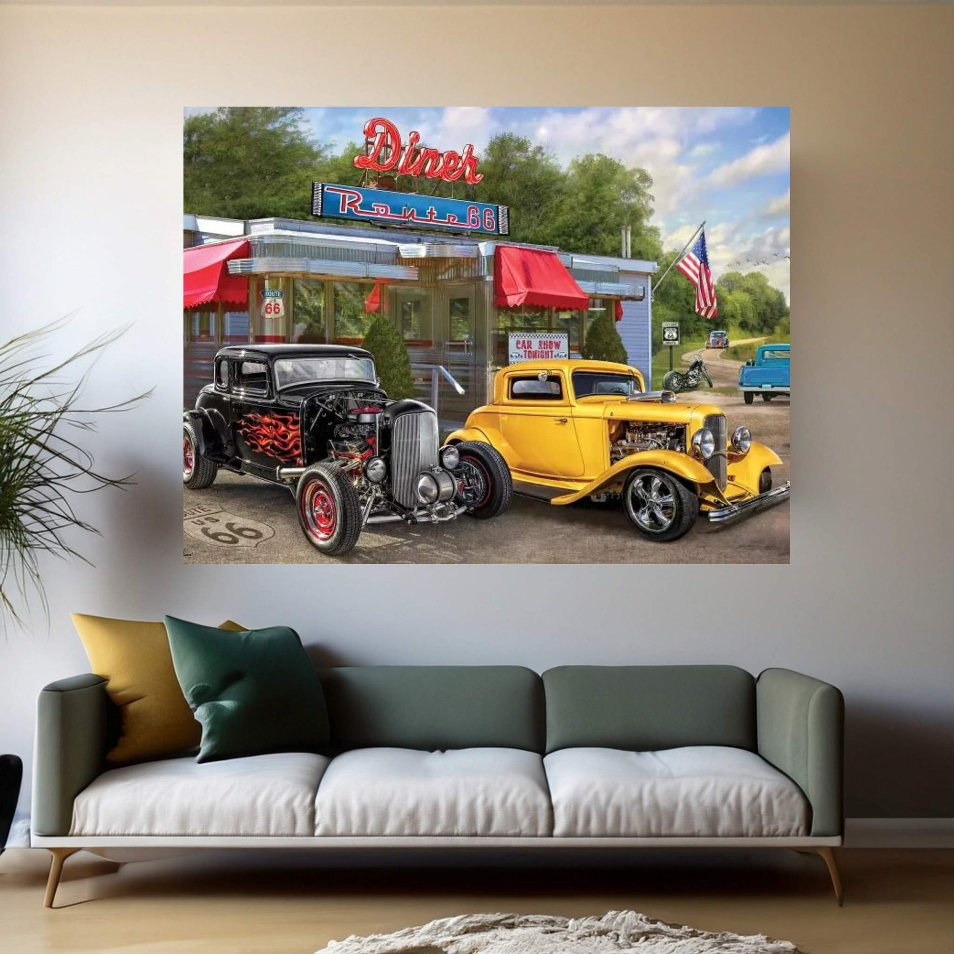 Nostalgic America Diner Canvas Wall Art - Y Canvas