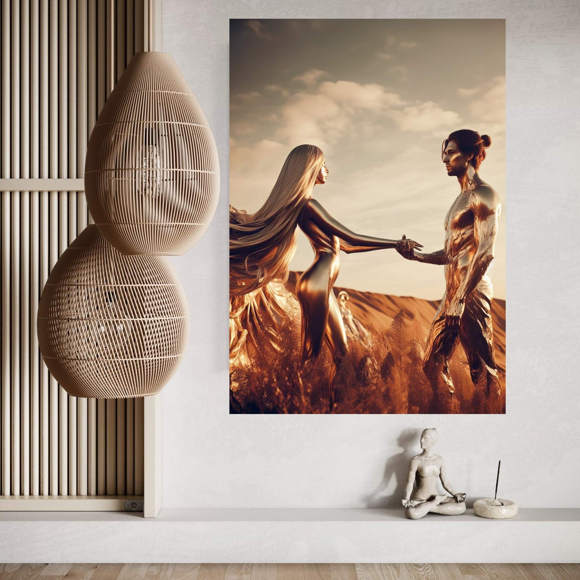 Metalic Love Man and Woman Canvas Wall Art - Y Canvas