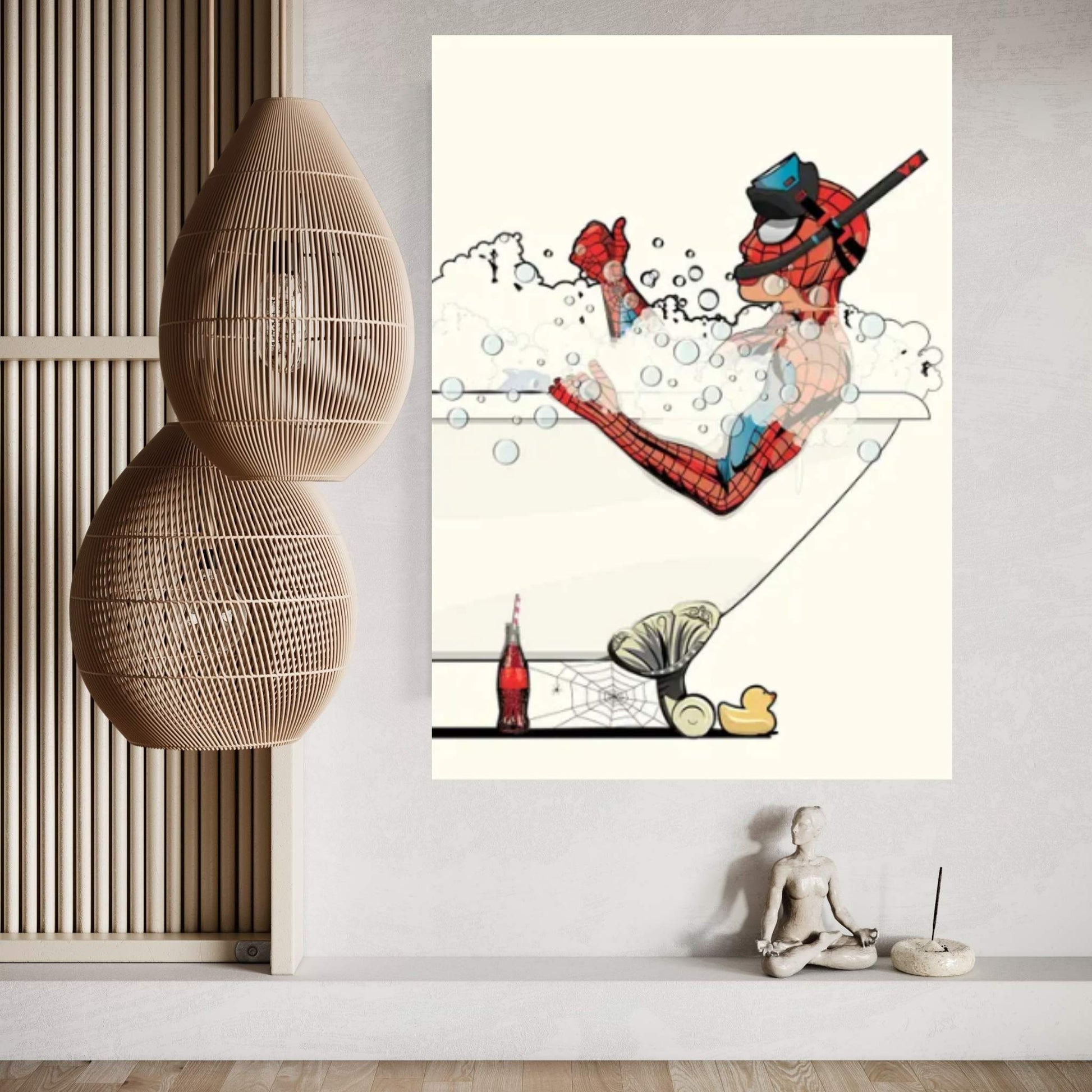 Spiderman Bath Canvas Wall Art - Y Canvas