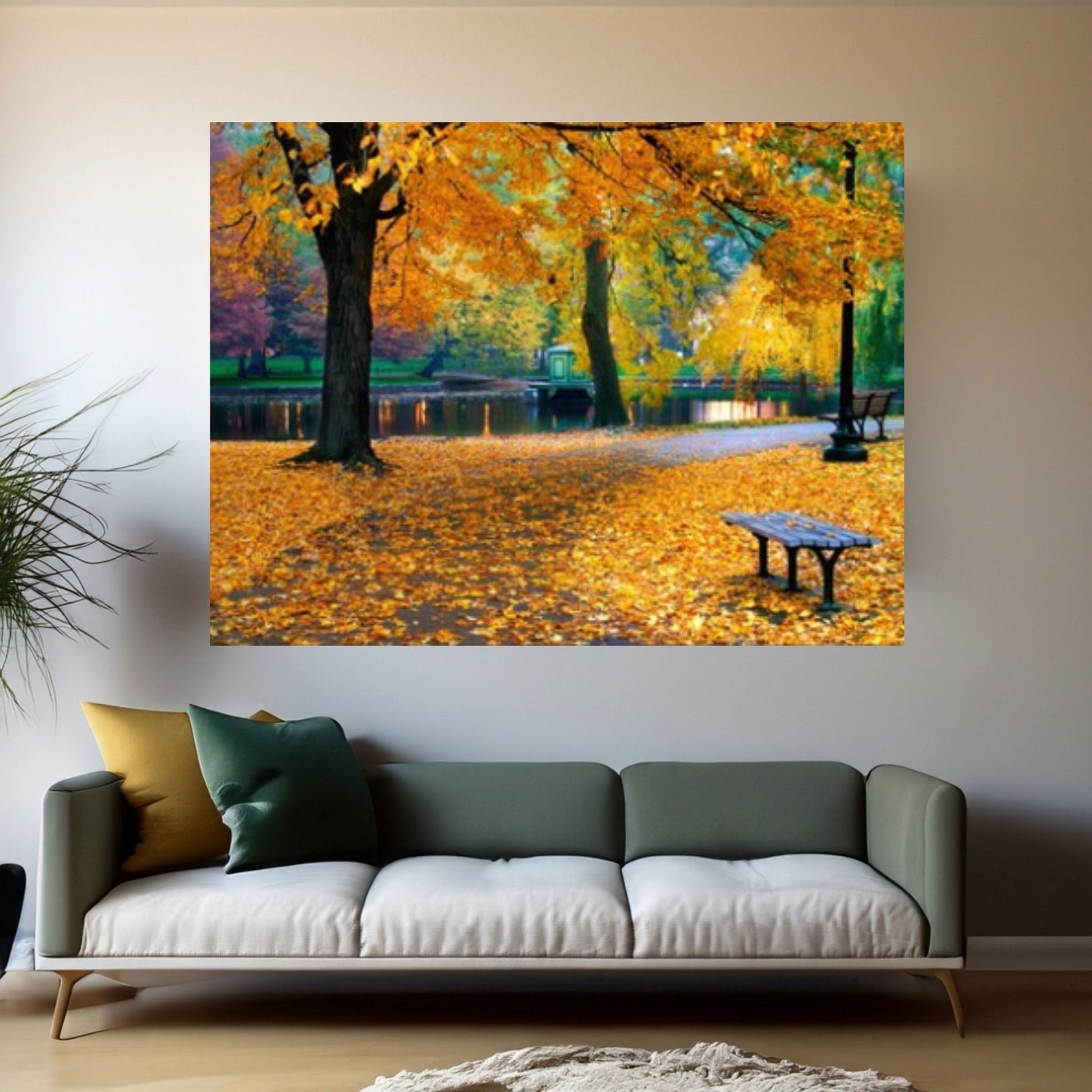 Autumn Landscape Canvas Wall Art Decor, Autumn Landscape Art Canvas, Forest Landscape Canvas Art - Y Canvas