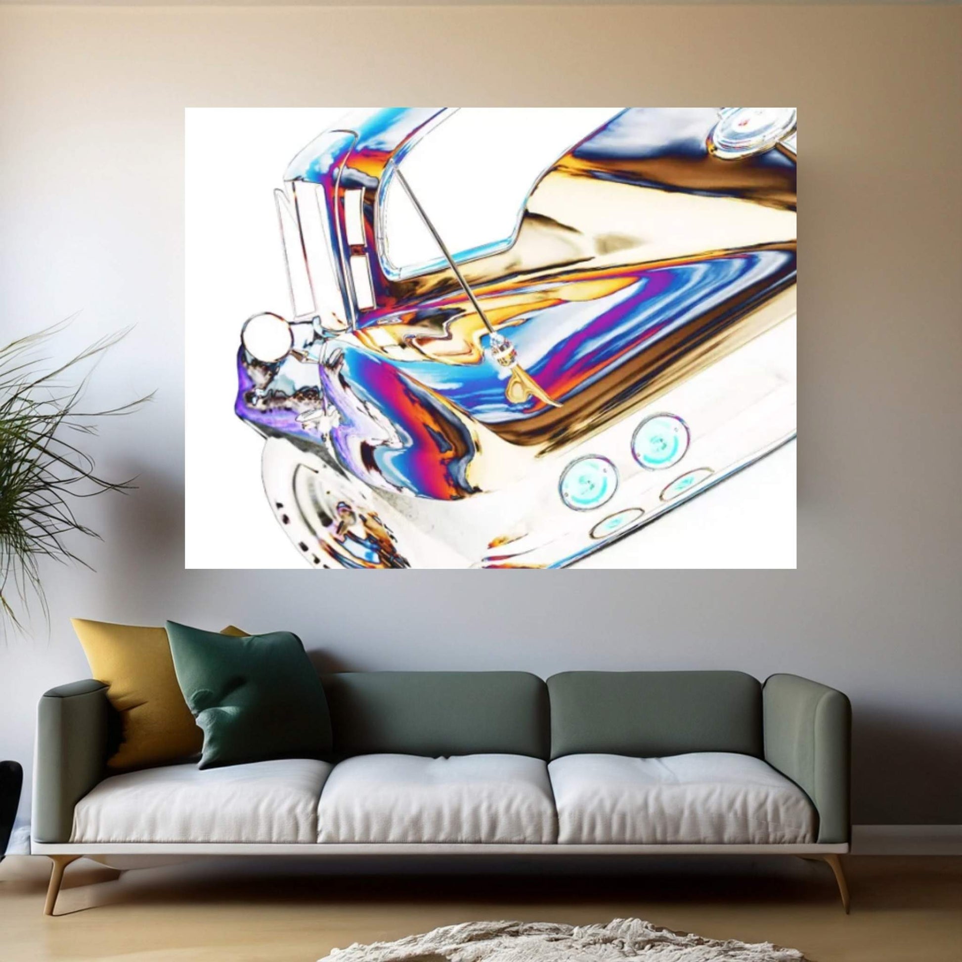 1964 Corvette Stingray, Abstracted Canvas Wall Art - Y Canvas