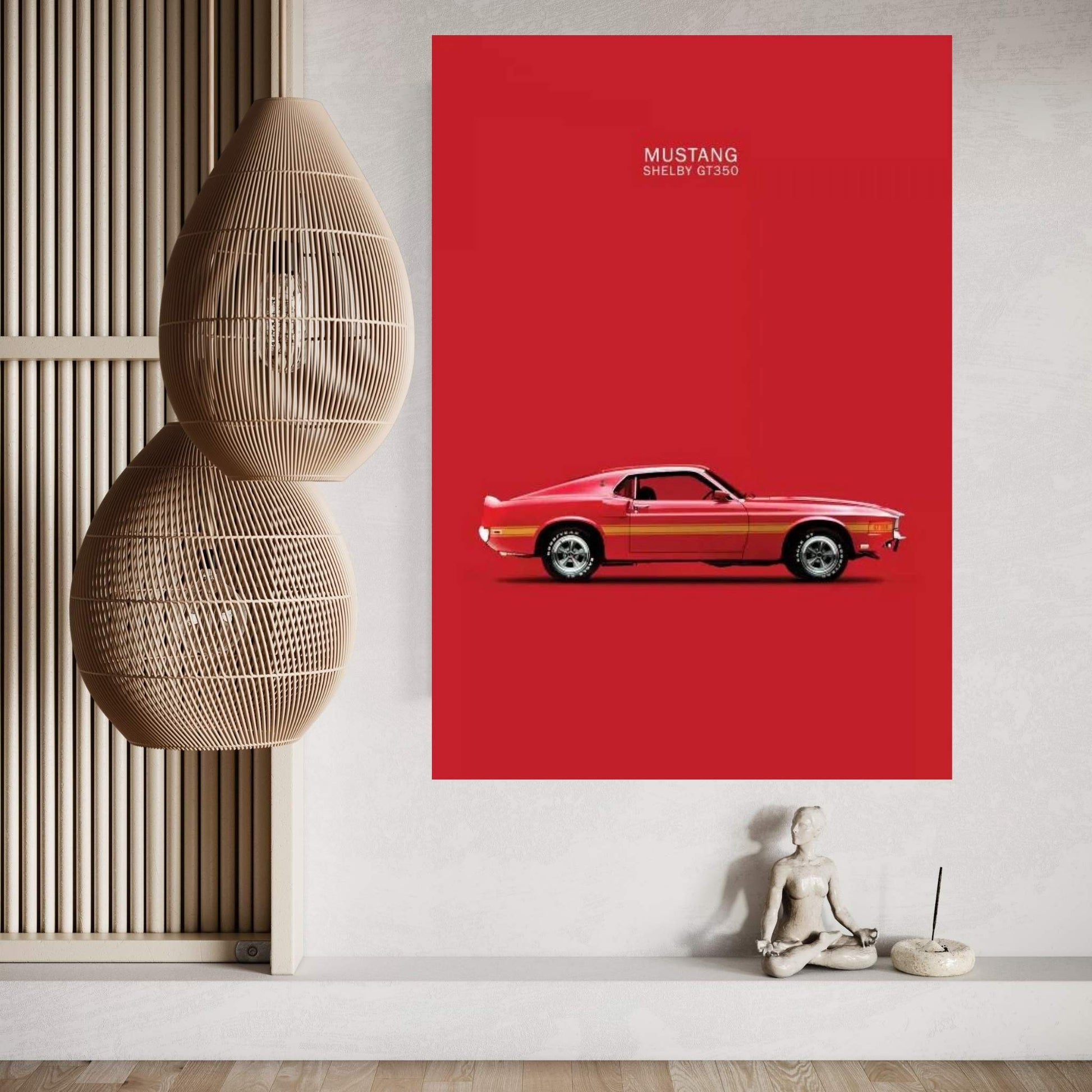 1969 Ford Mustang Shelby GT350 (Red) Canvas Wall Art - Y Canvas