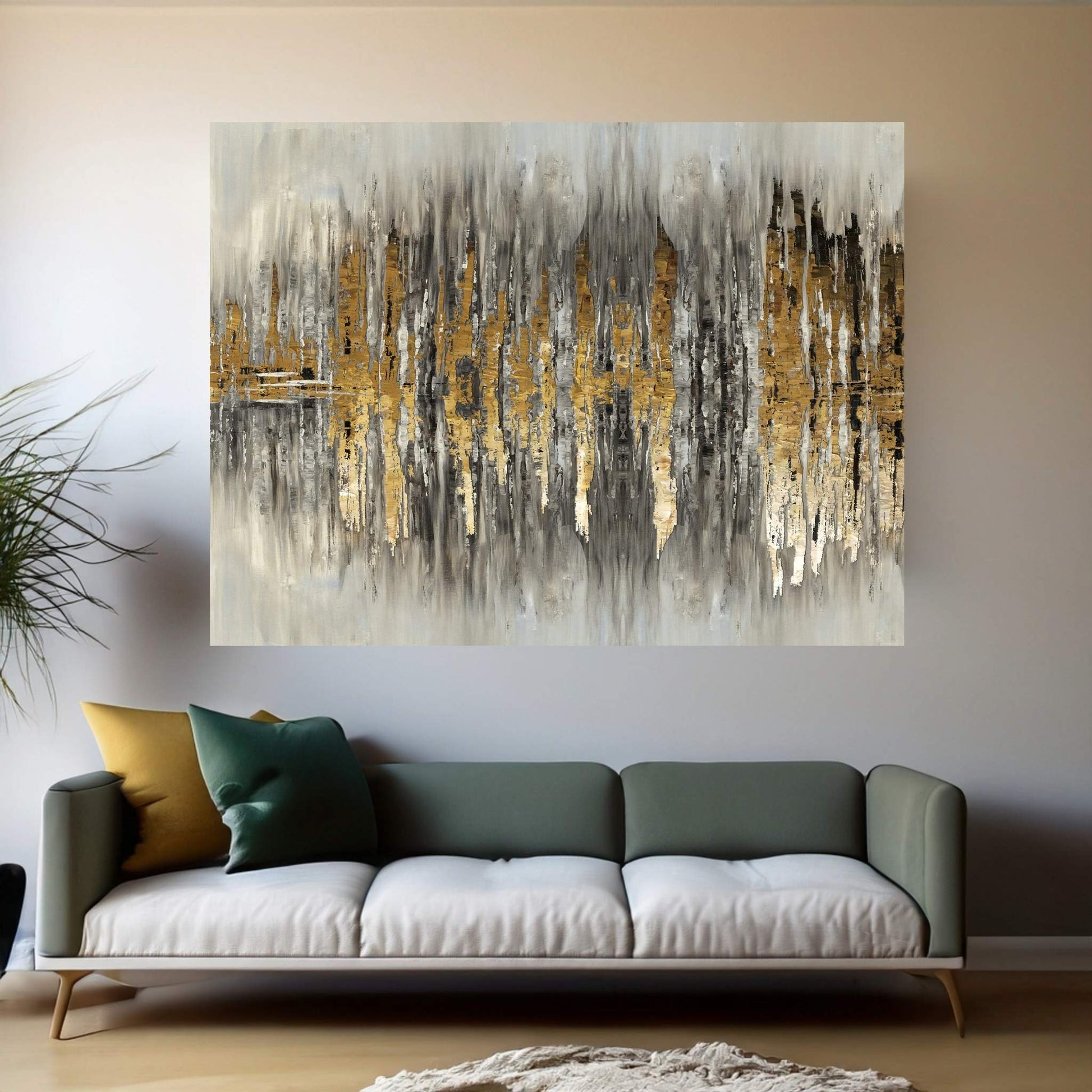 Modern Gold Abstract Wall Art Canvas - Y Canvas