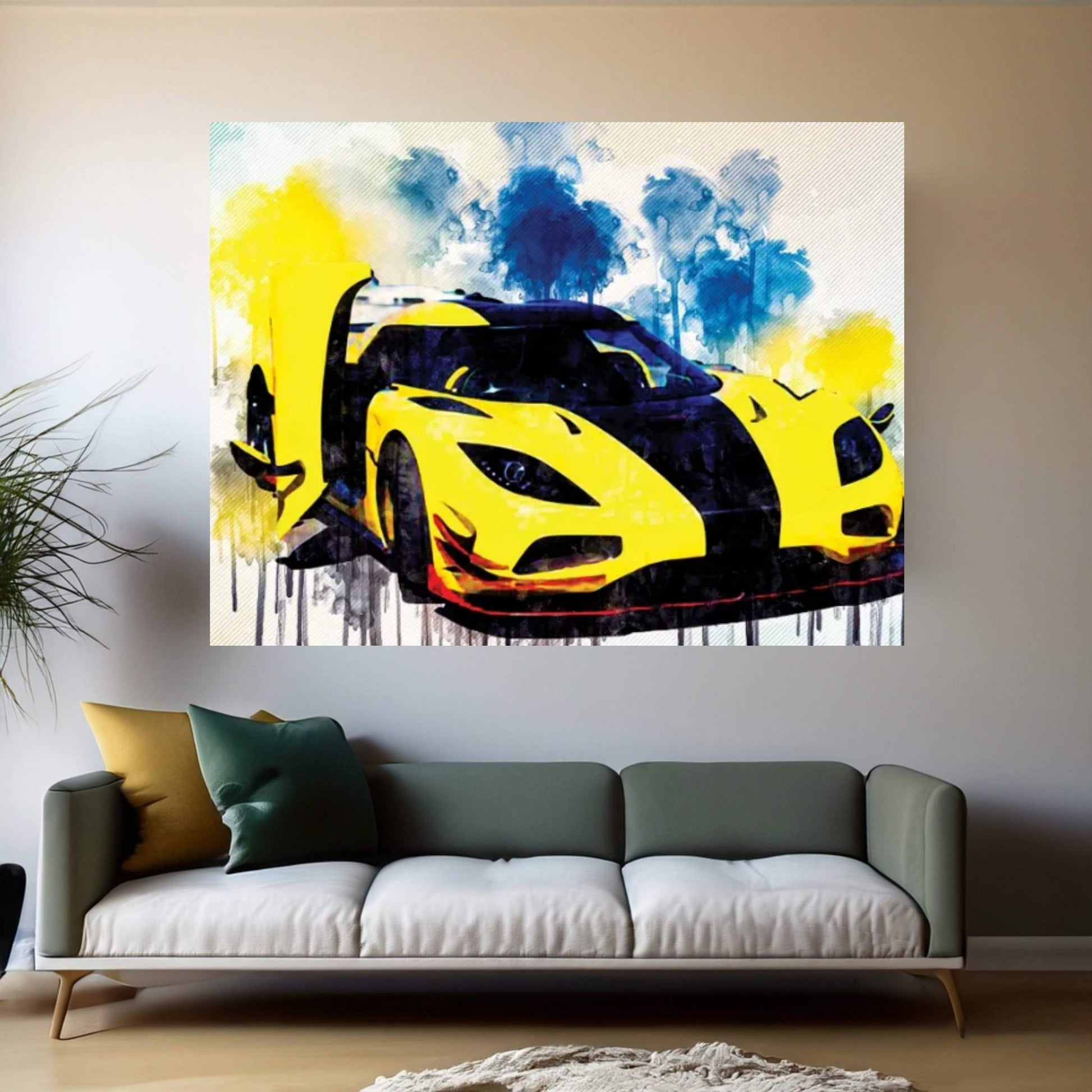 Koenigsegg Agera R Hypercar Sports Cars Yellow Canvas Wall Art - Y Canvas