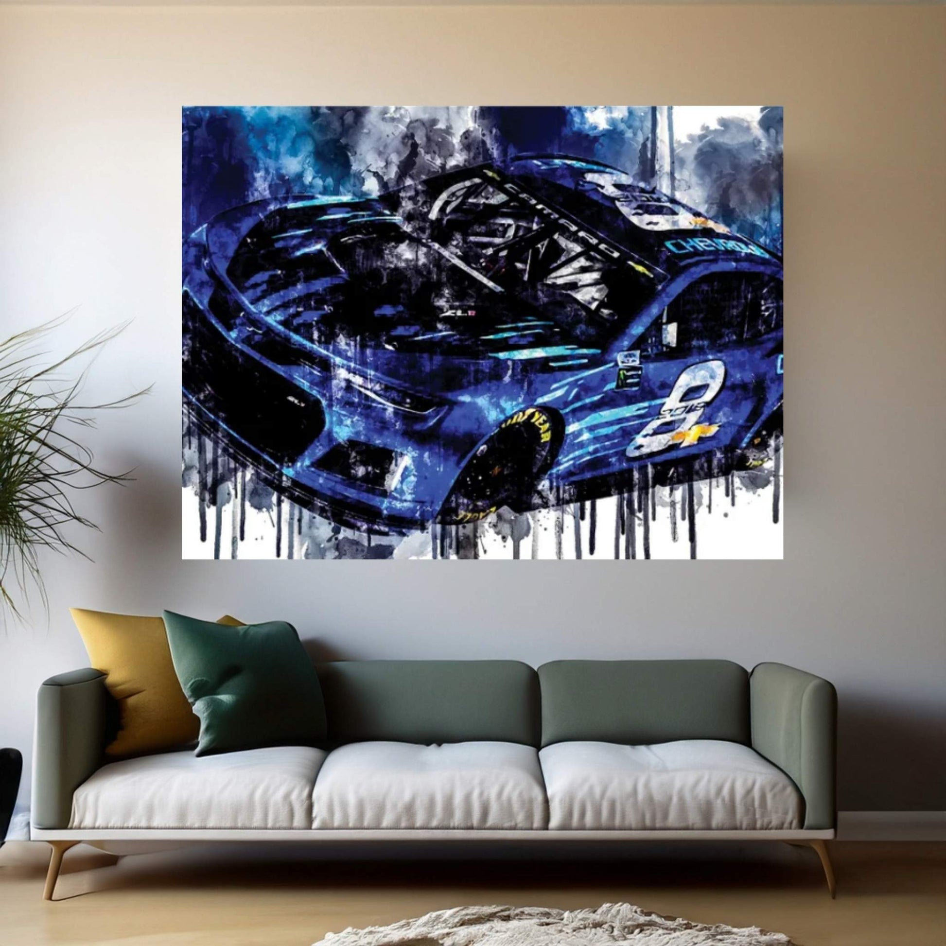 2018 Chevrolet Camaro ZL1 Nascar Race Car Canvas Wall Art - Y Canvas