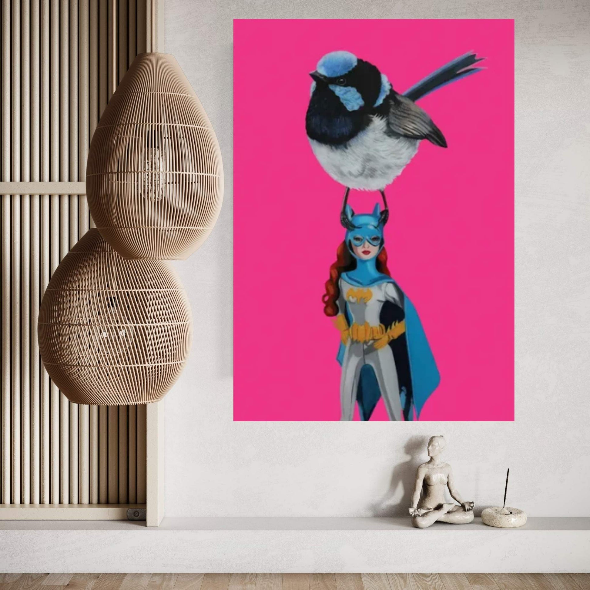 Fairy Wren On Batgirl Canvas Wall Art - Y Canvas