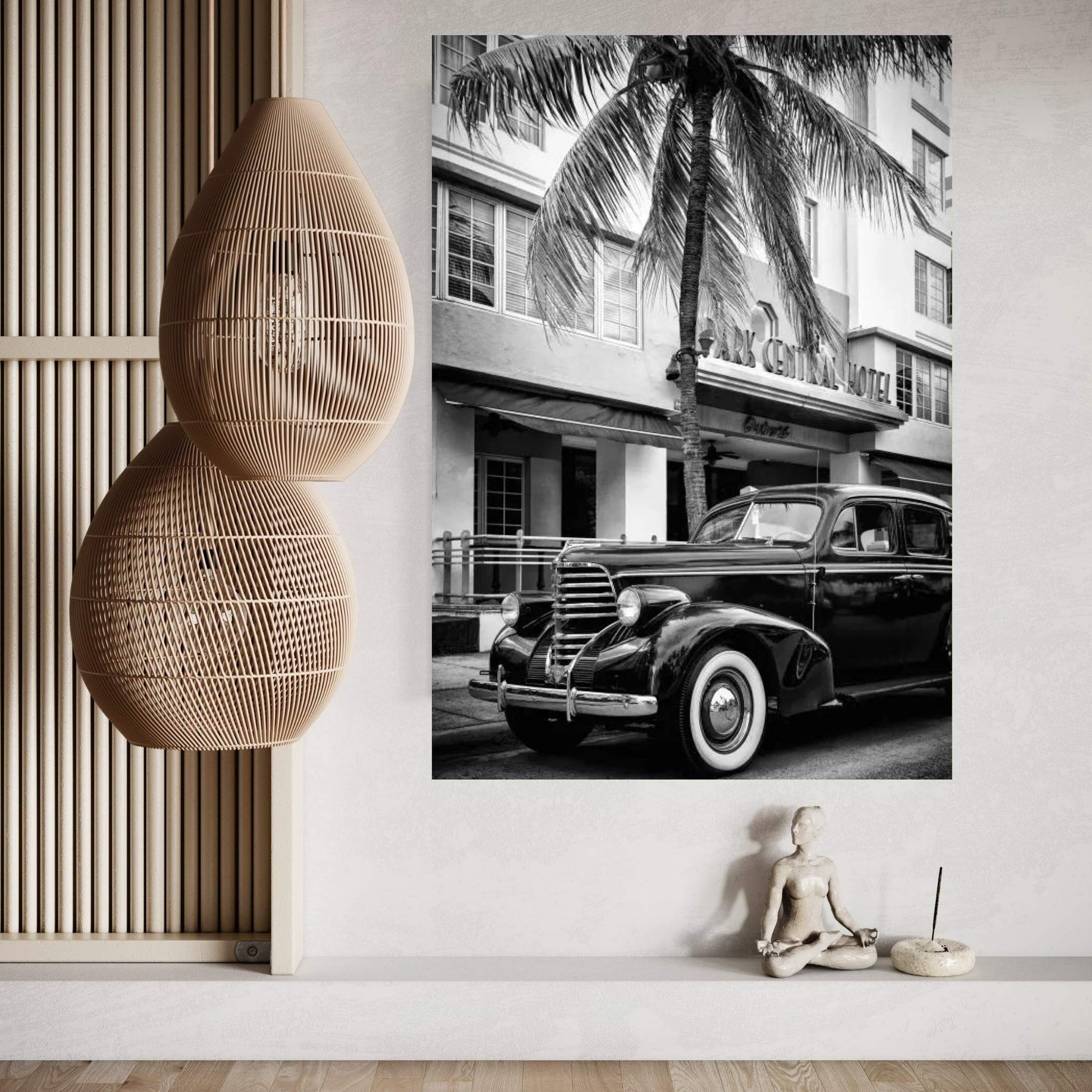 Vintage Car & Art Deco District Canvas Wall Art - Y Canvas