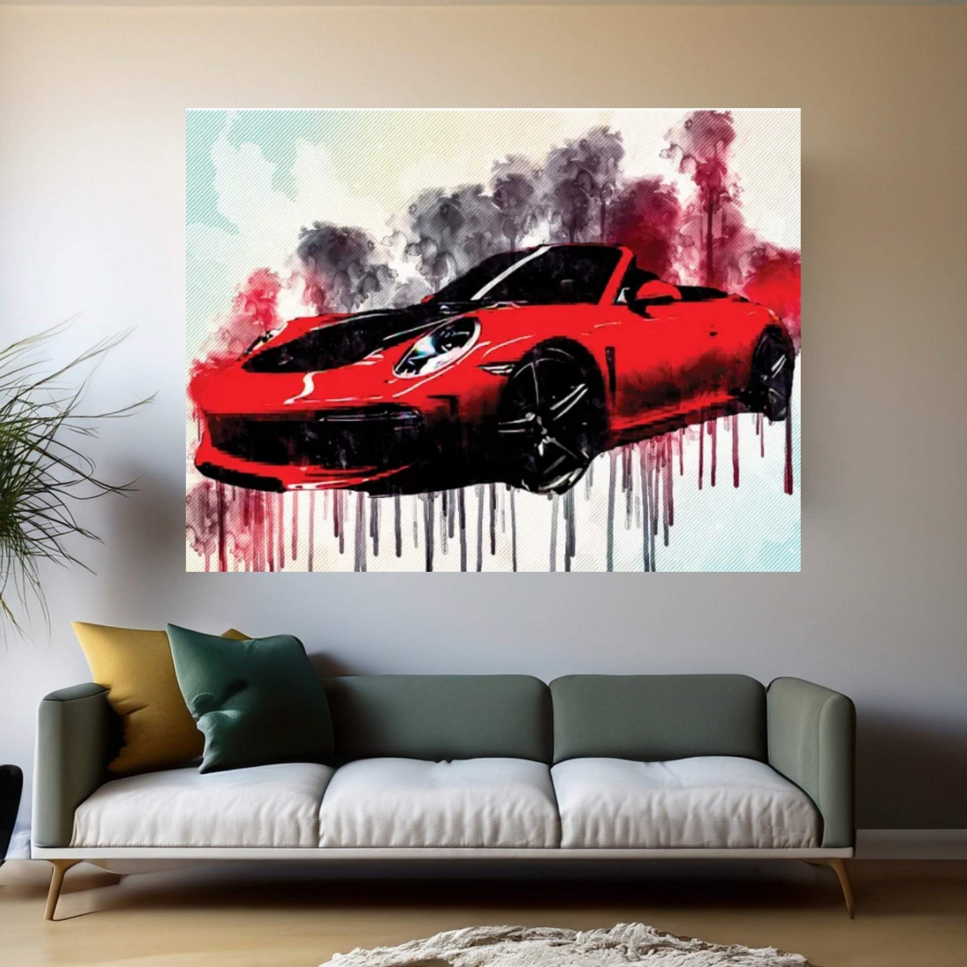 Porsche 991 Carrera Stinger 2018 Red Cabriolet Sports Tuning 911 German Sports Cars Canvas Wall Art - Y Canvas