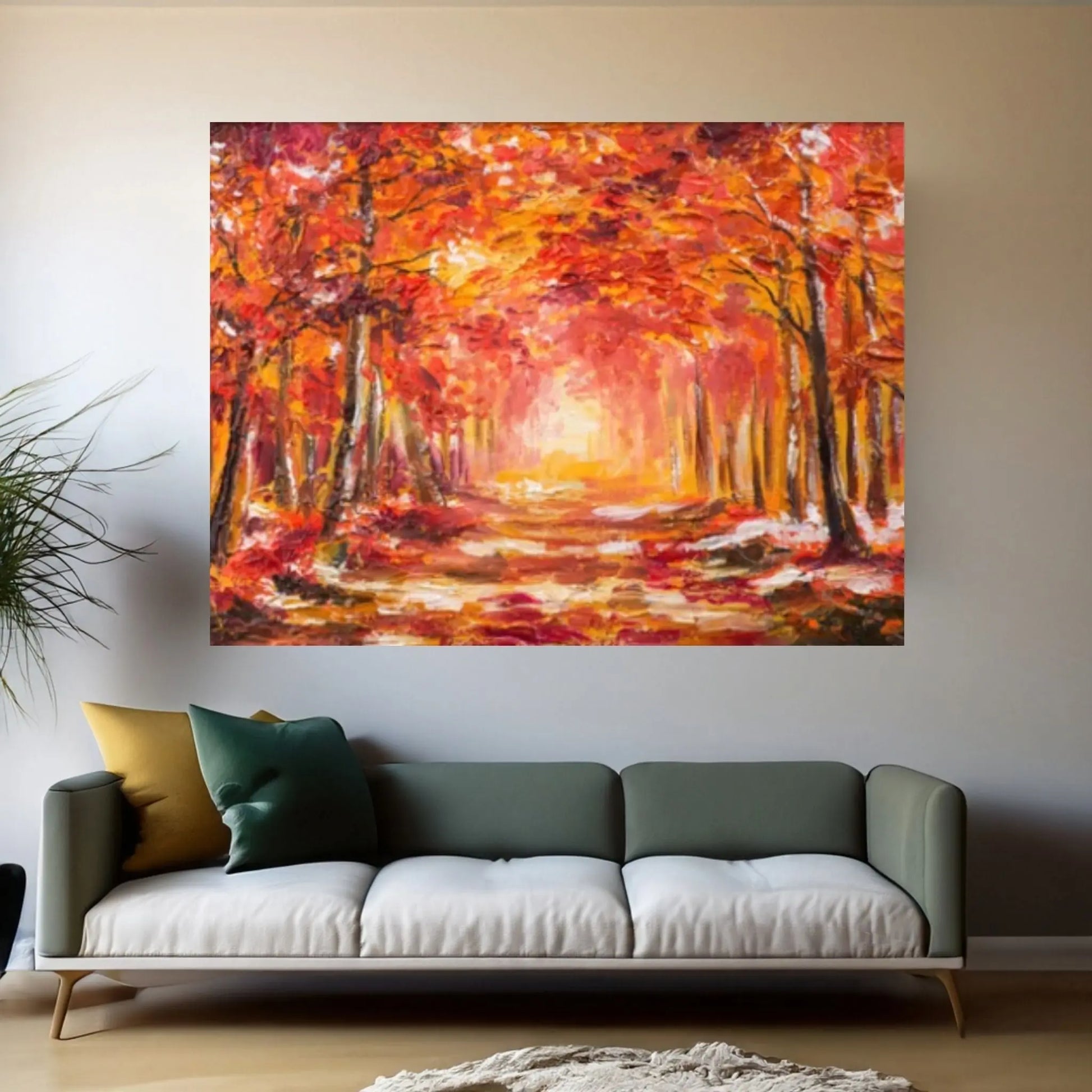 Oil painting landscape - colorful autumn forest Canvas Wall Art Design Landscape Canvas Wall Art - Y Canvas