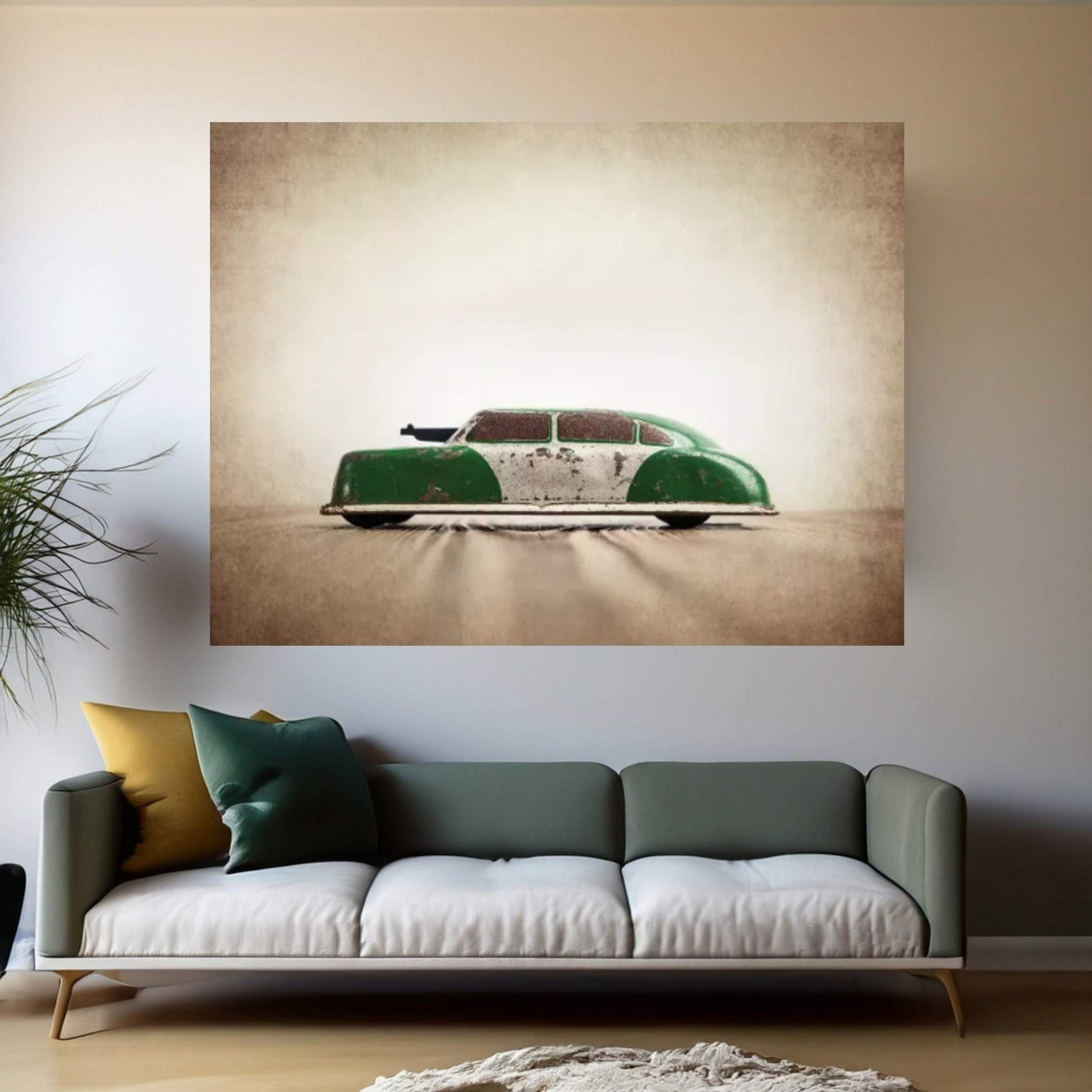 ARGO Green And White Canvas Wall Art - Y Canvas