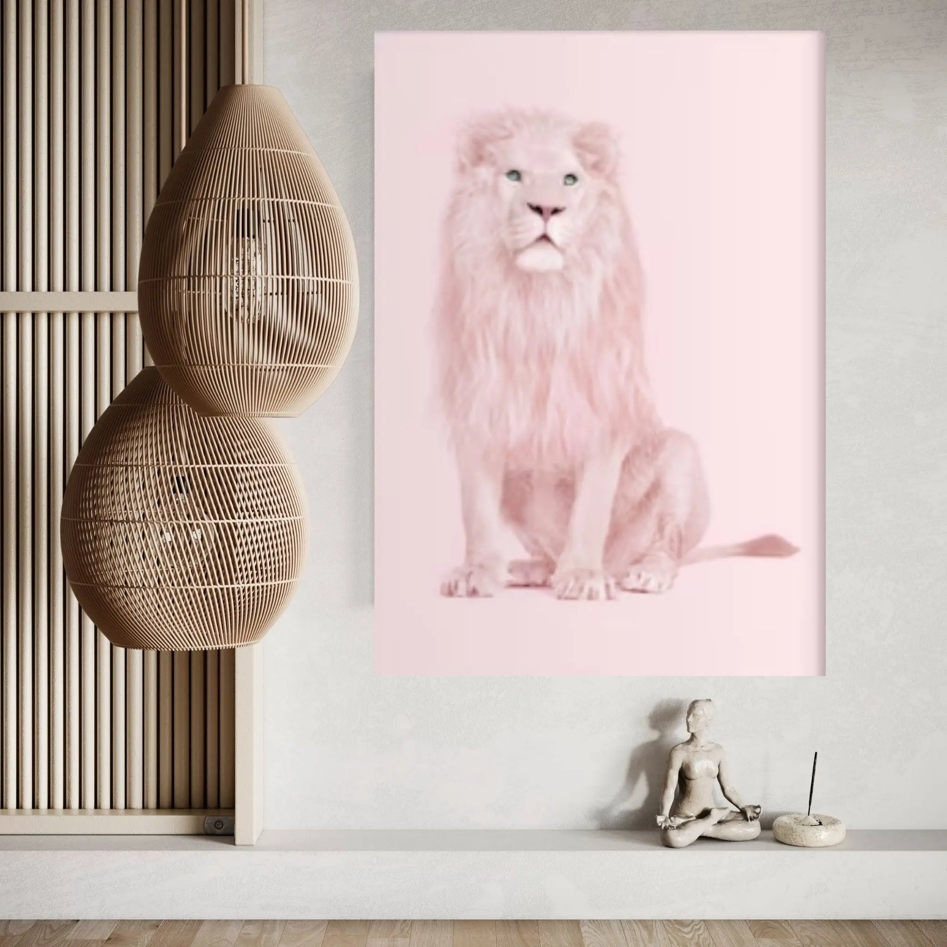 Pink Lion Canvas Wall Art Animal Wall Art, Animal wall art decor Large lion art - Y Canvas