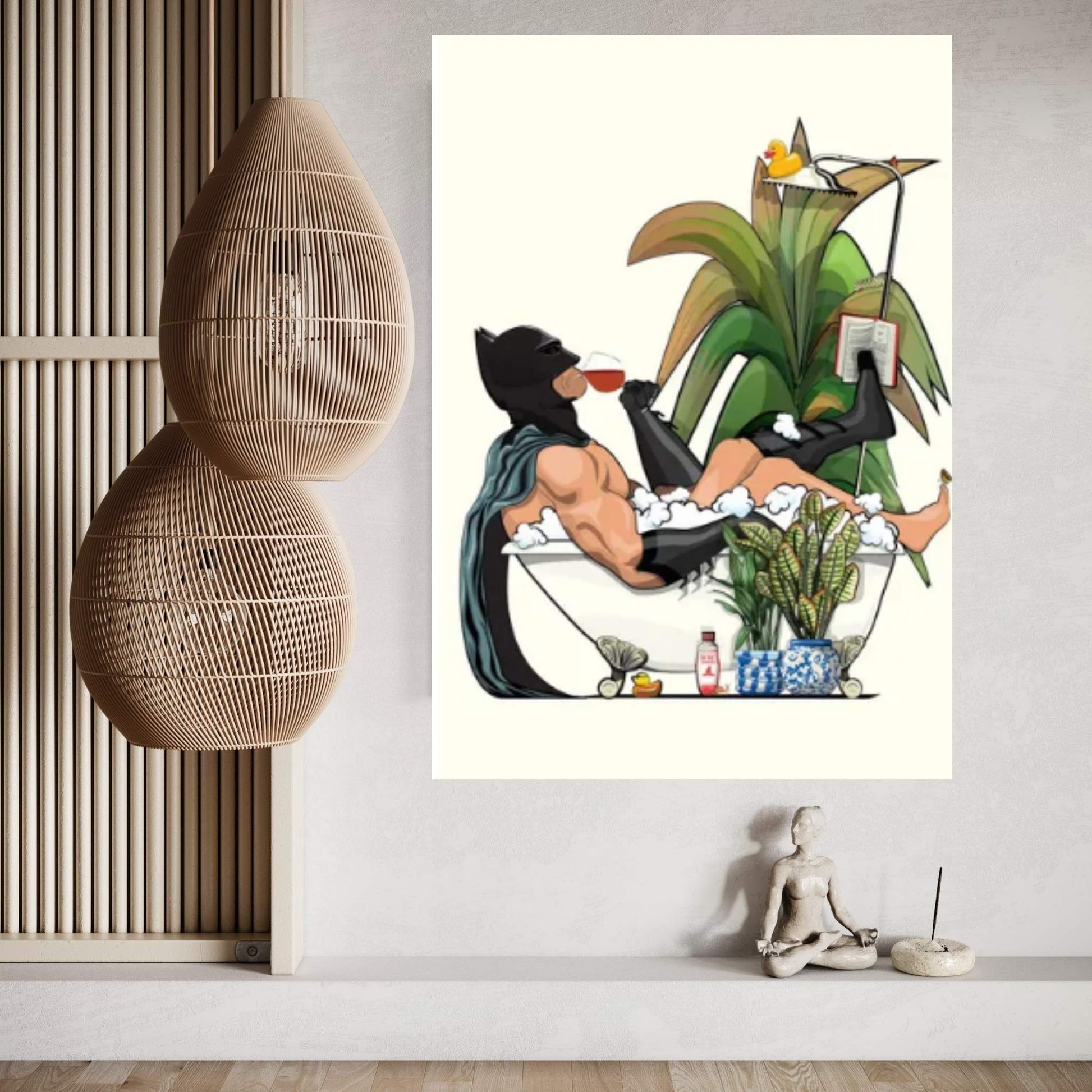 Batman In The Bath Canvas Wall Art - Y Canvas