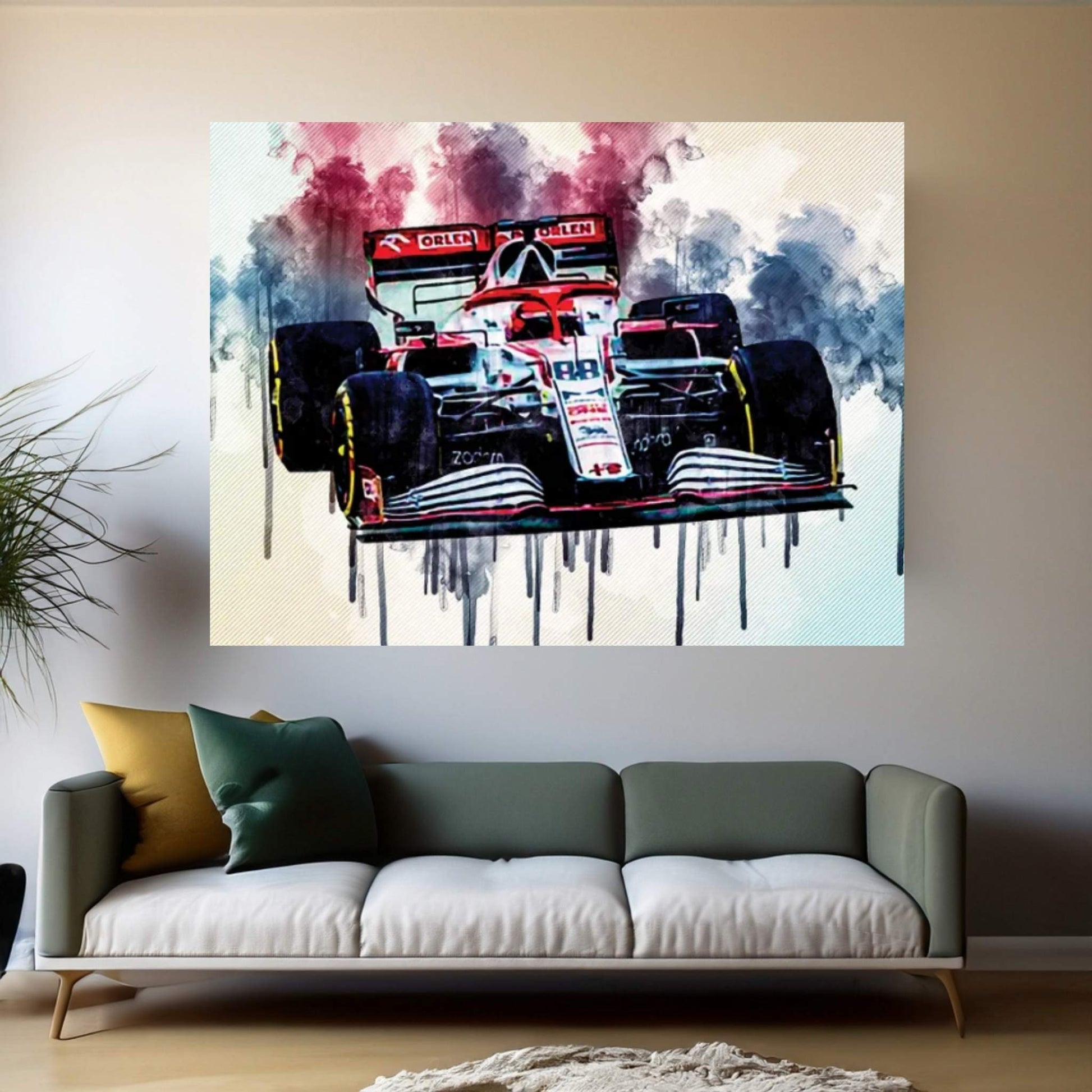 Robert Kubica Alfa Romeo Racing C41 On Track Raceway Formula 1 2021 F1 Cars Sportscars Canvas Wall Art - Y Canvas