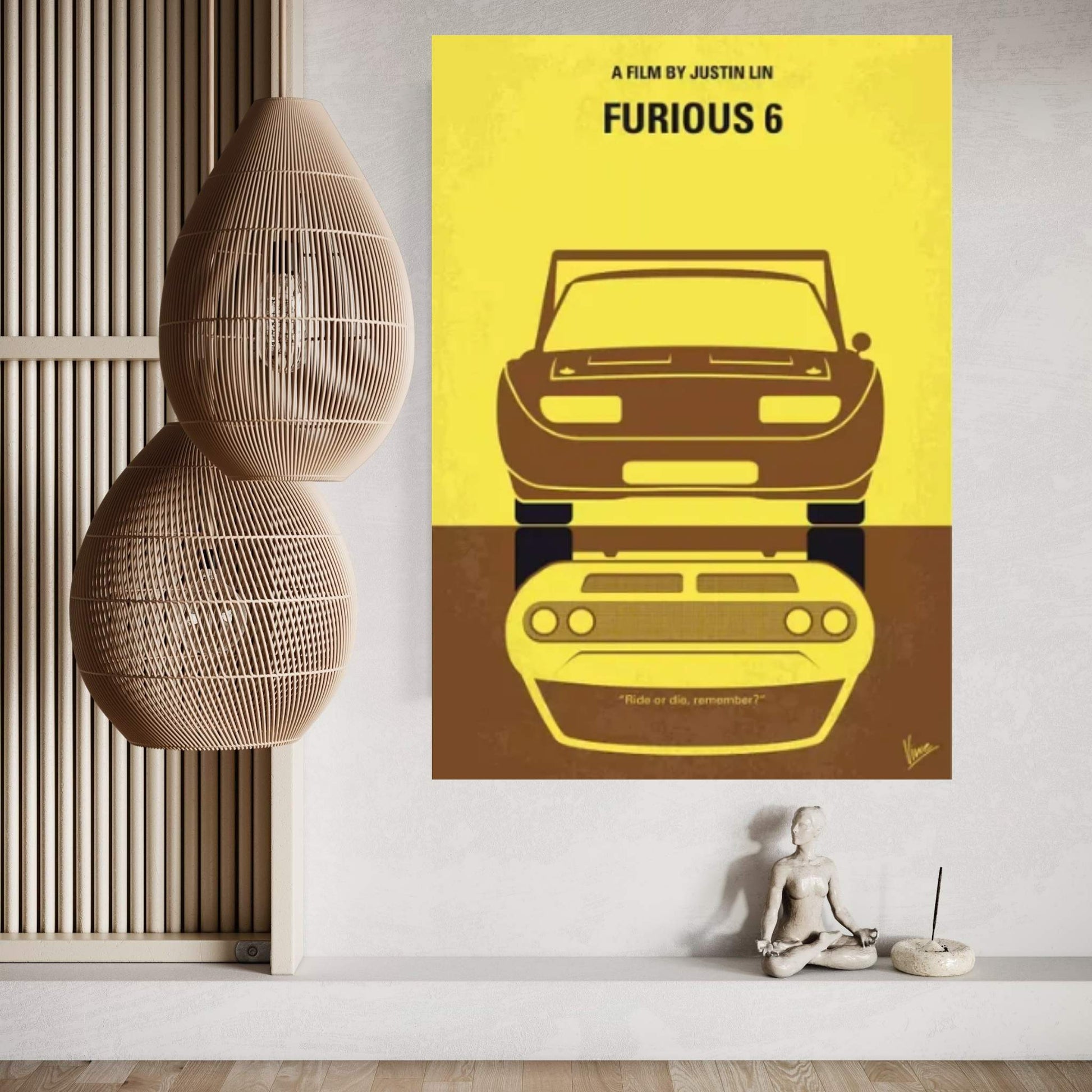 Furious 6 Minimal Movie Poster Canvas Wall Art - Y Canvas