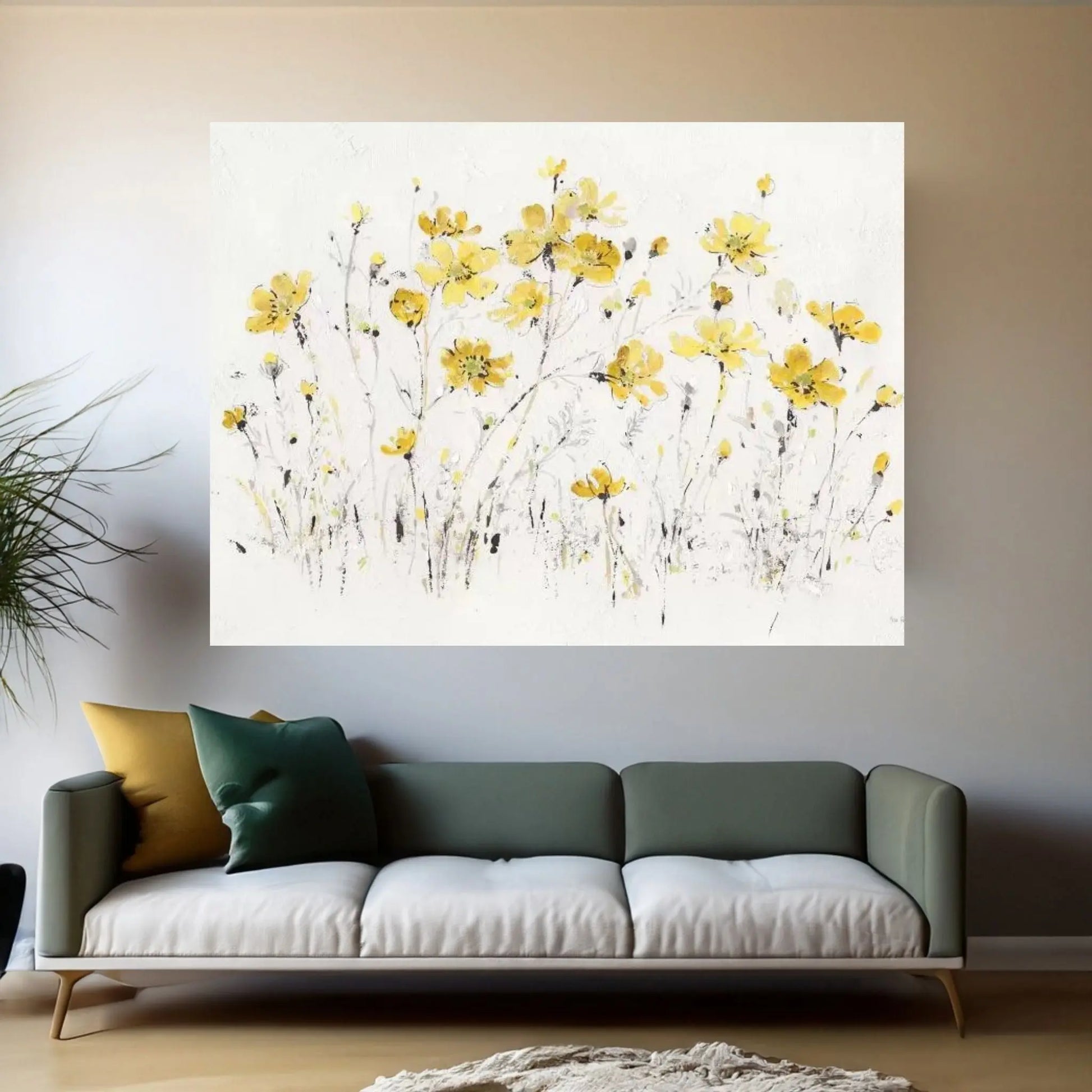 Wildflowers I Bright Yellow Canvas Wall Art - Y Canvas