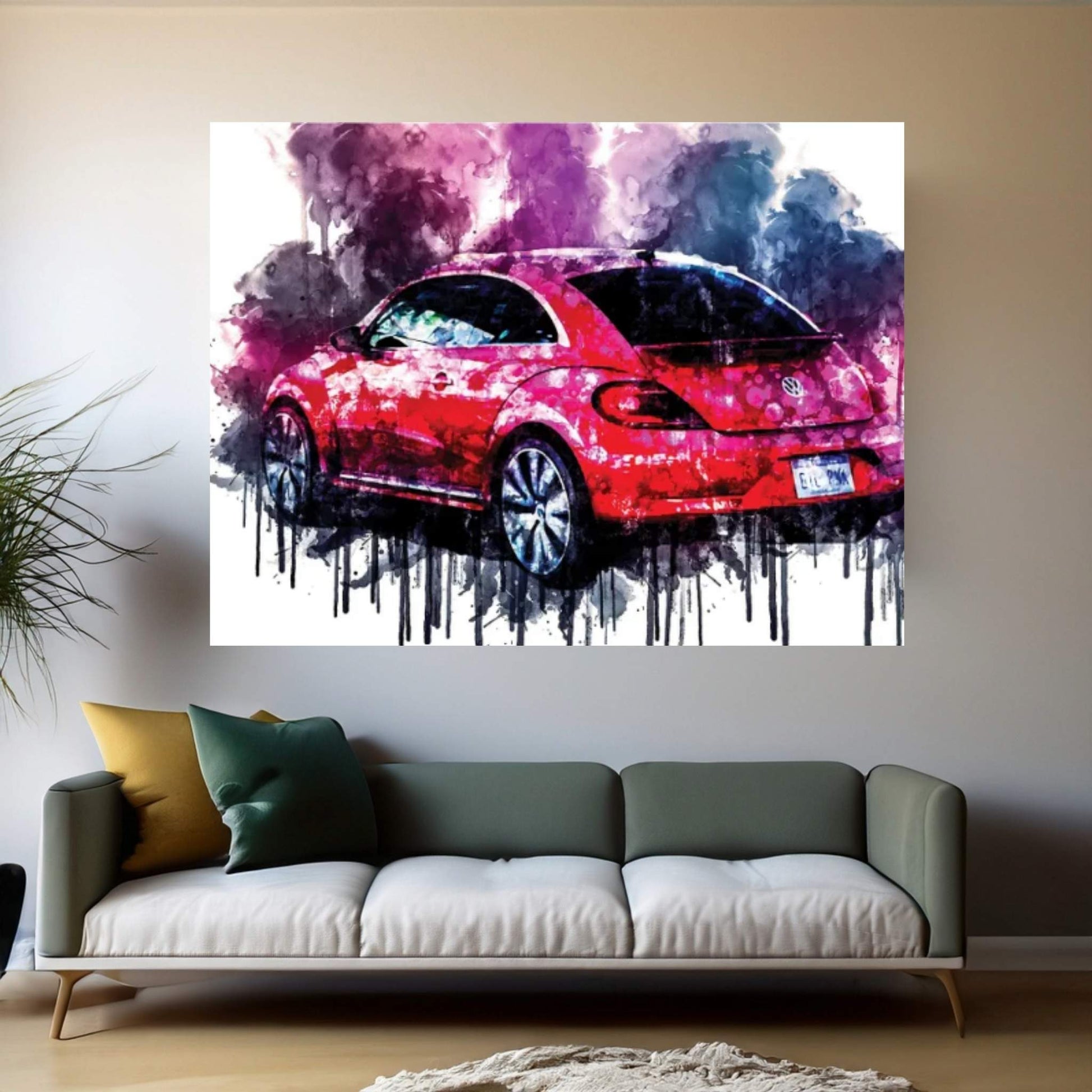 2017 Volkswagen Pink Beetle Limited Vehicle CCCXVIII Canvas Wall Art - Y Canvas