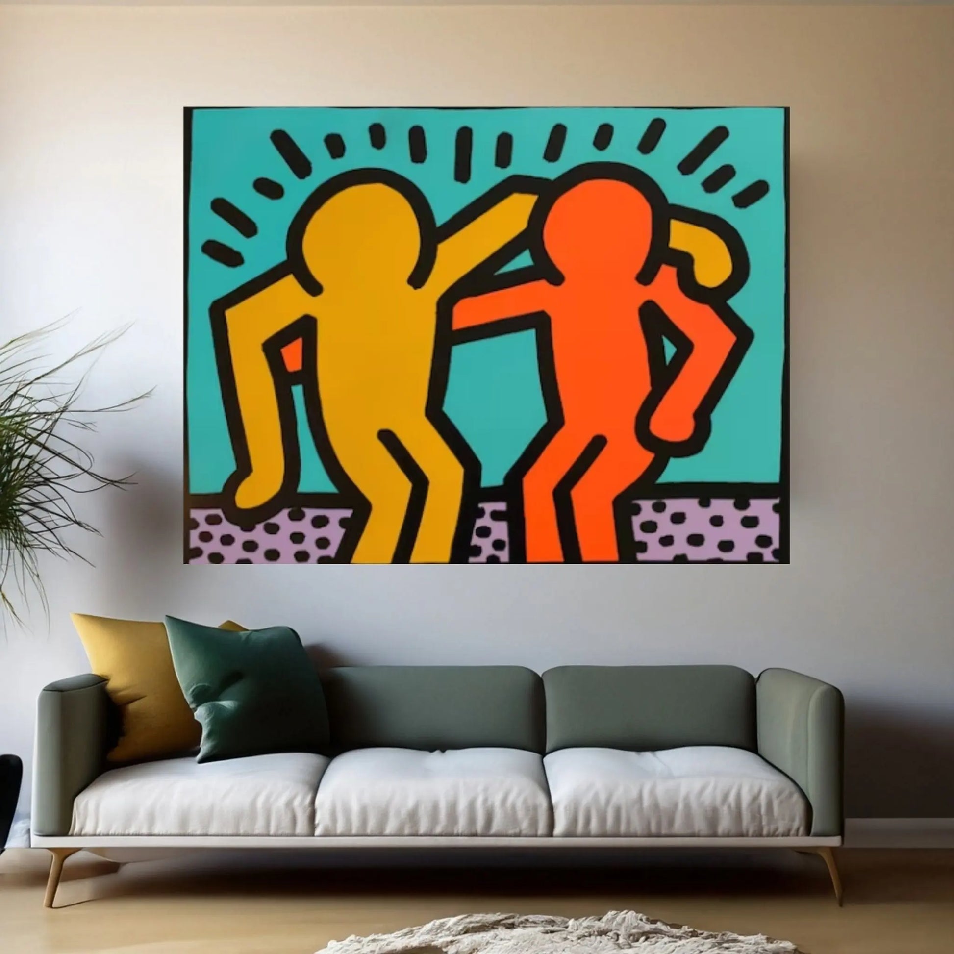 Keith Haring Canvas, Hugging People,Friendly Artwork, Hugging People Poster, Keith Haring Wall Decor, Graffiti Canvas Art - Y Canvas