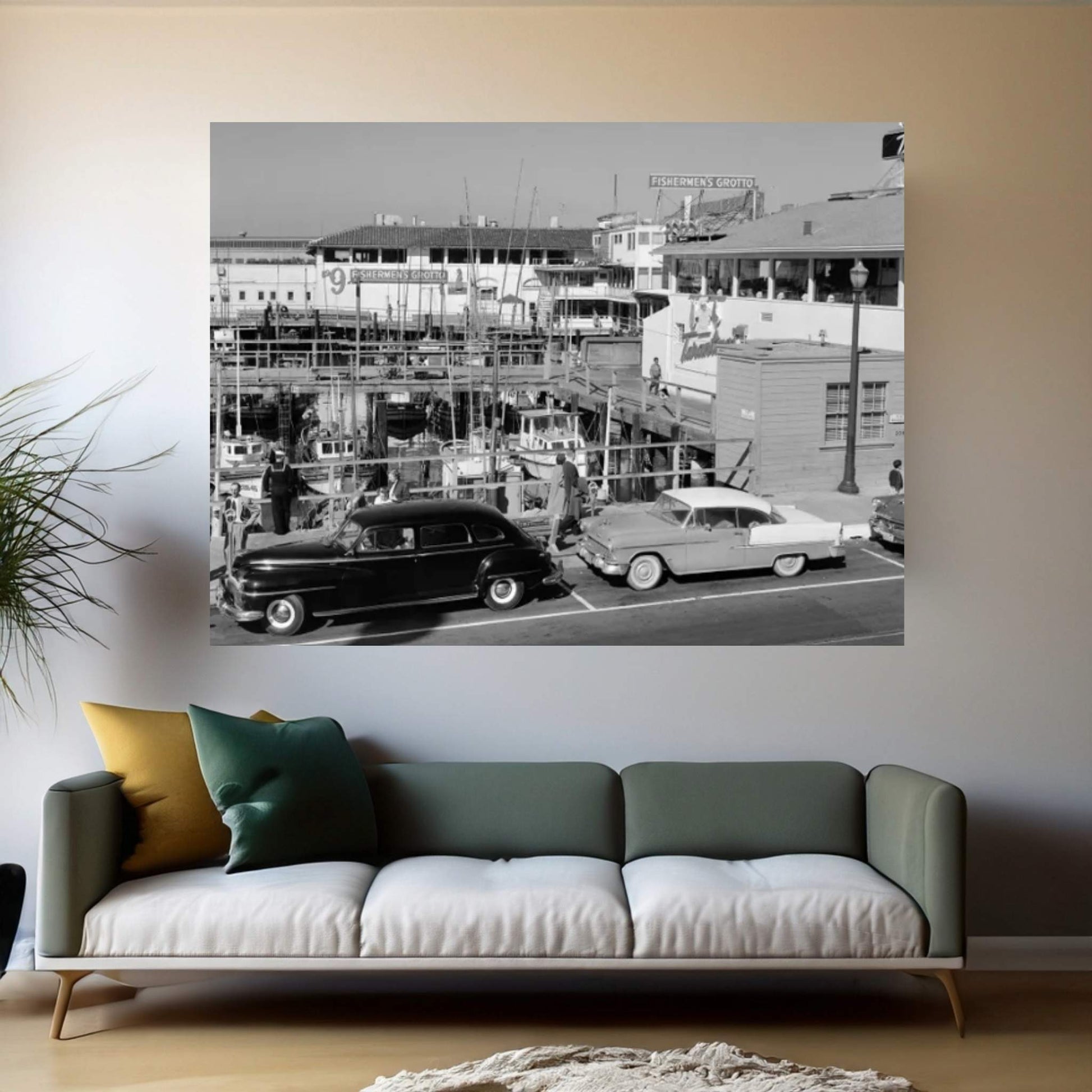 1950s-1960s Fisherman's Wharf San Francisco Ca USA Canvas Wall Art - Y Canvas