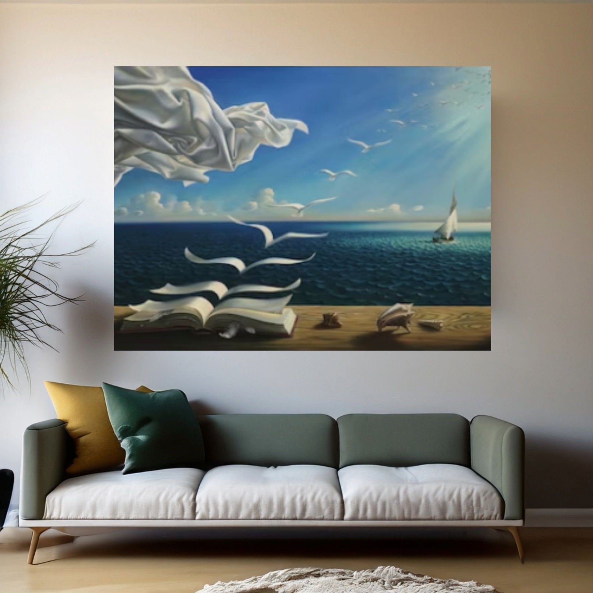 Salvador Dali - Book to Birds Canvas Wall Art Decor, Reproduction Canvas Home Decor - Y Canvas