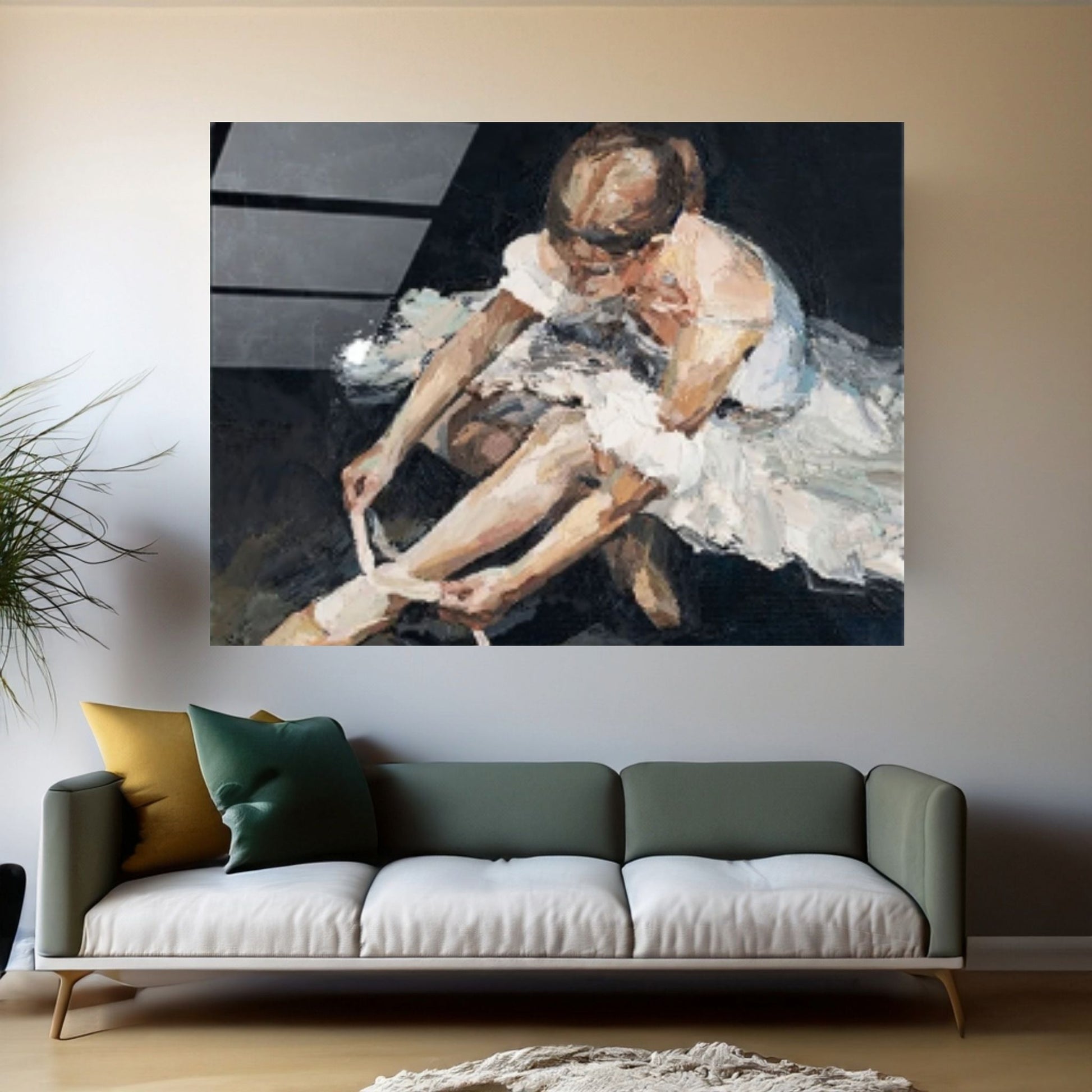 Large Ballerina Canvas Painting, Dancing Girl Oil Painting, Abstract Modern Art Ballerina - Y Canvas