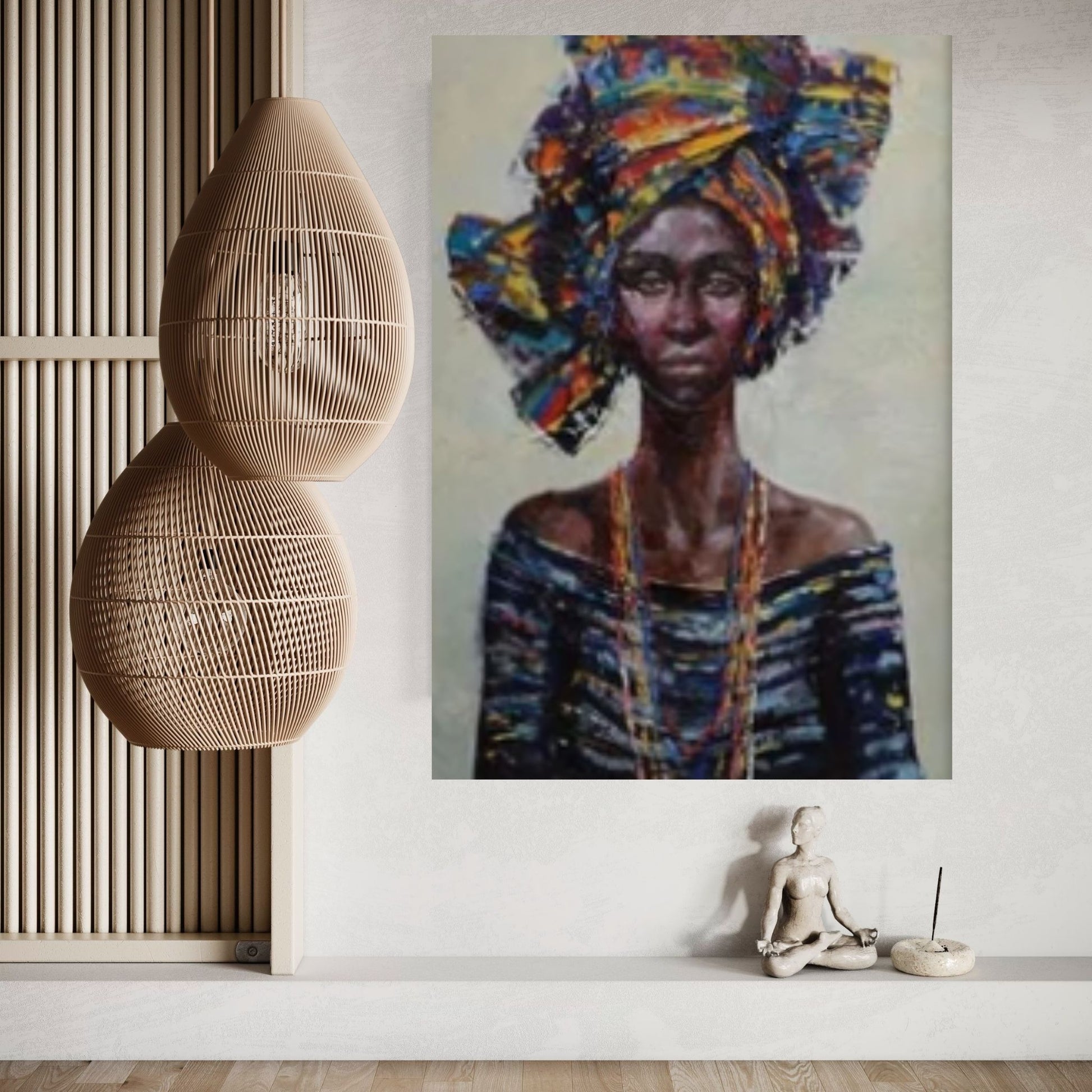 American Afro Black Woman Portrait, African Woman Makeup Wall Art - Y Canvas