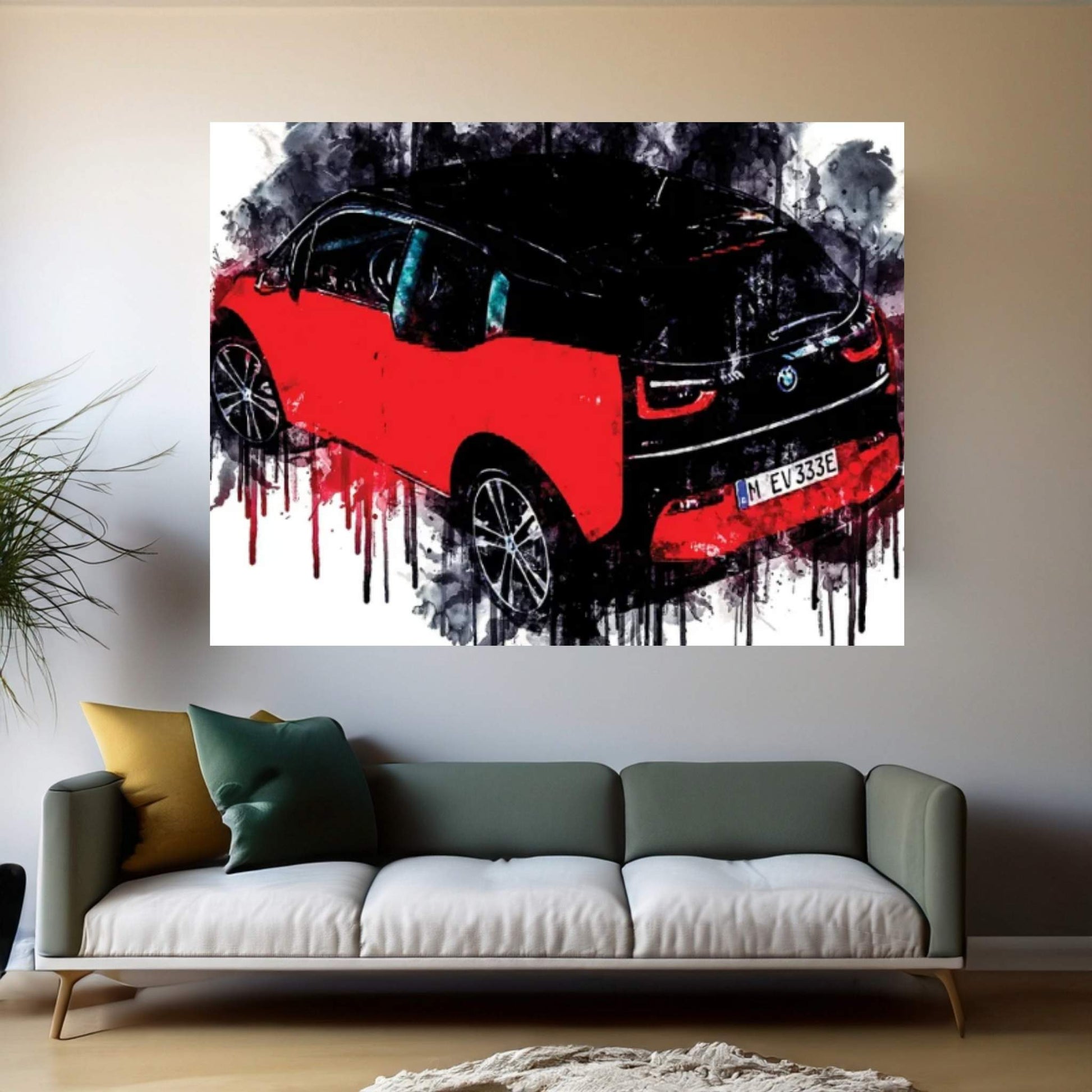 2018 BMW i3s Rear Vehicle CCCXCVII Canvas Wall Art - Y Canvas