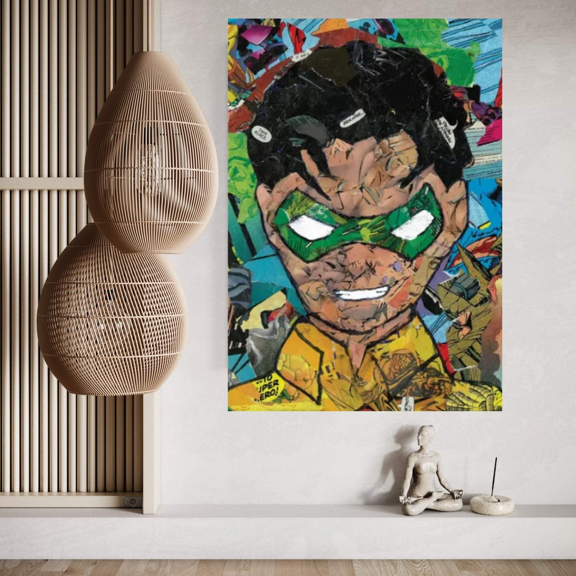 Robin Comic Collage Canvas Wall Art - Y Canvas