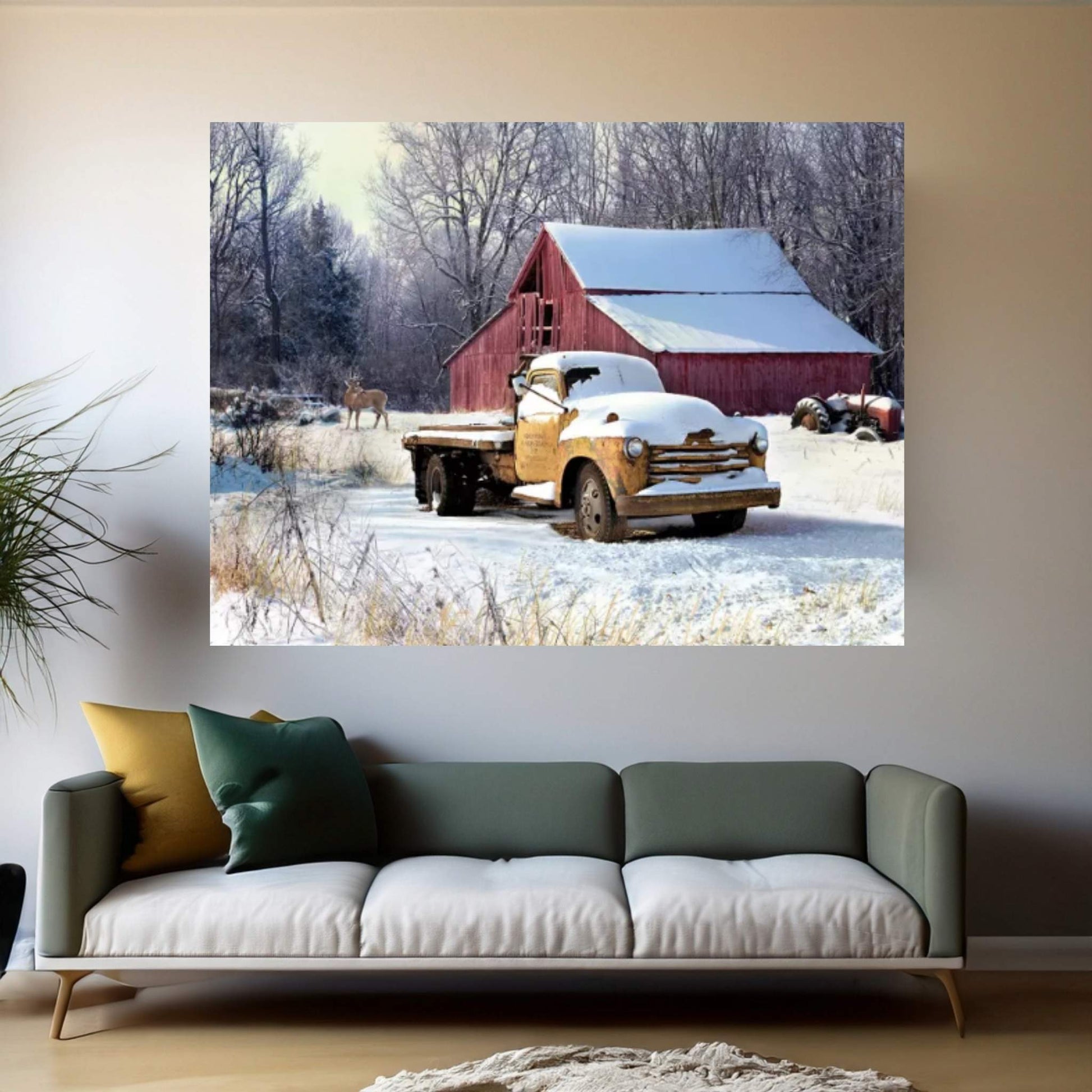 Winter Truck Canvas Wall Art - Y Canvas