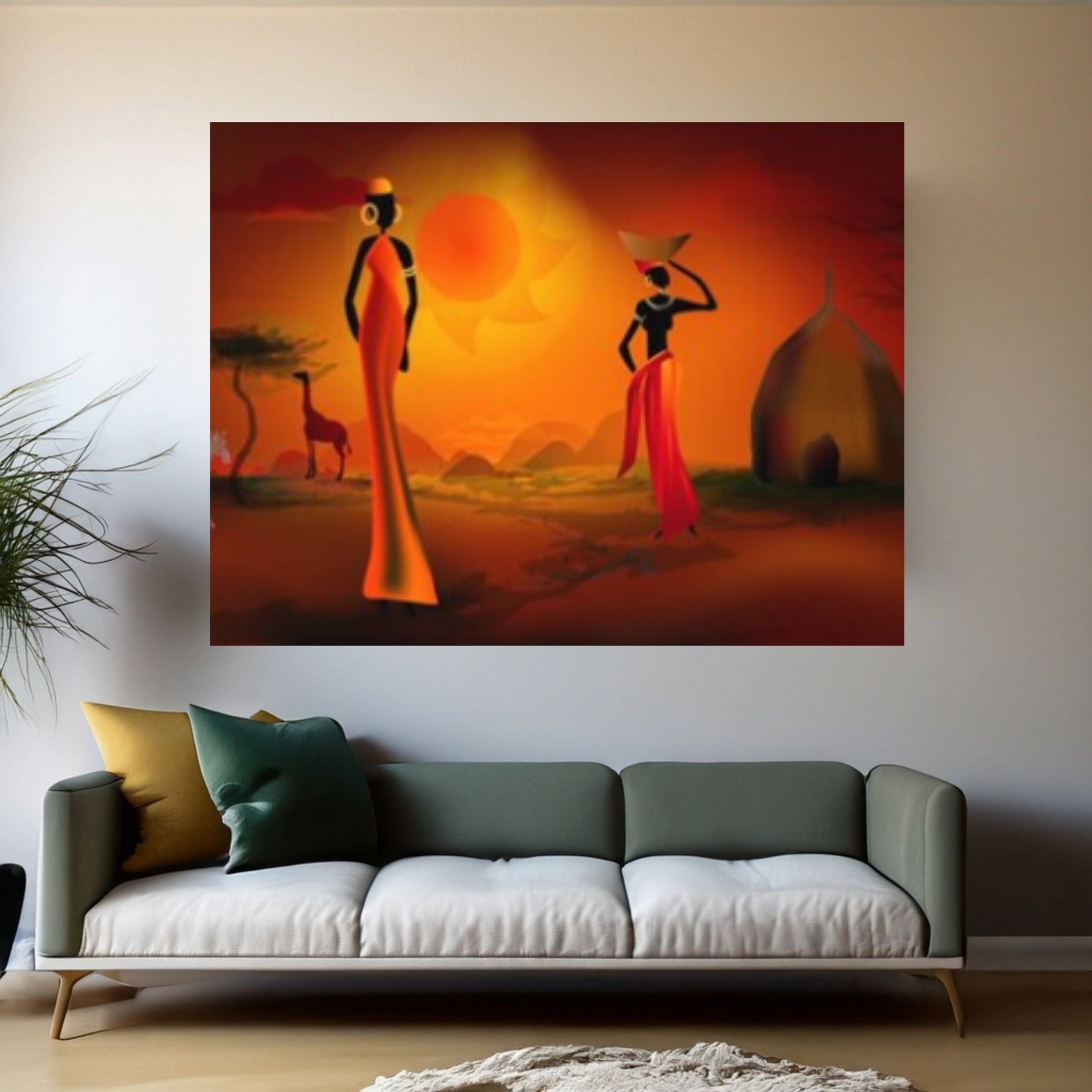 African Women Canvas Wall Art, African Afro Art Canvas, Black Woman Canvas, African Canvas - Y Canvas