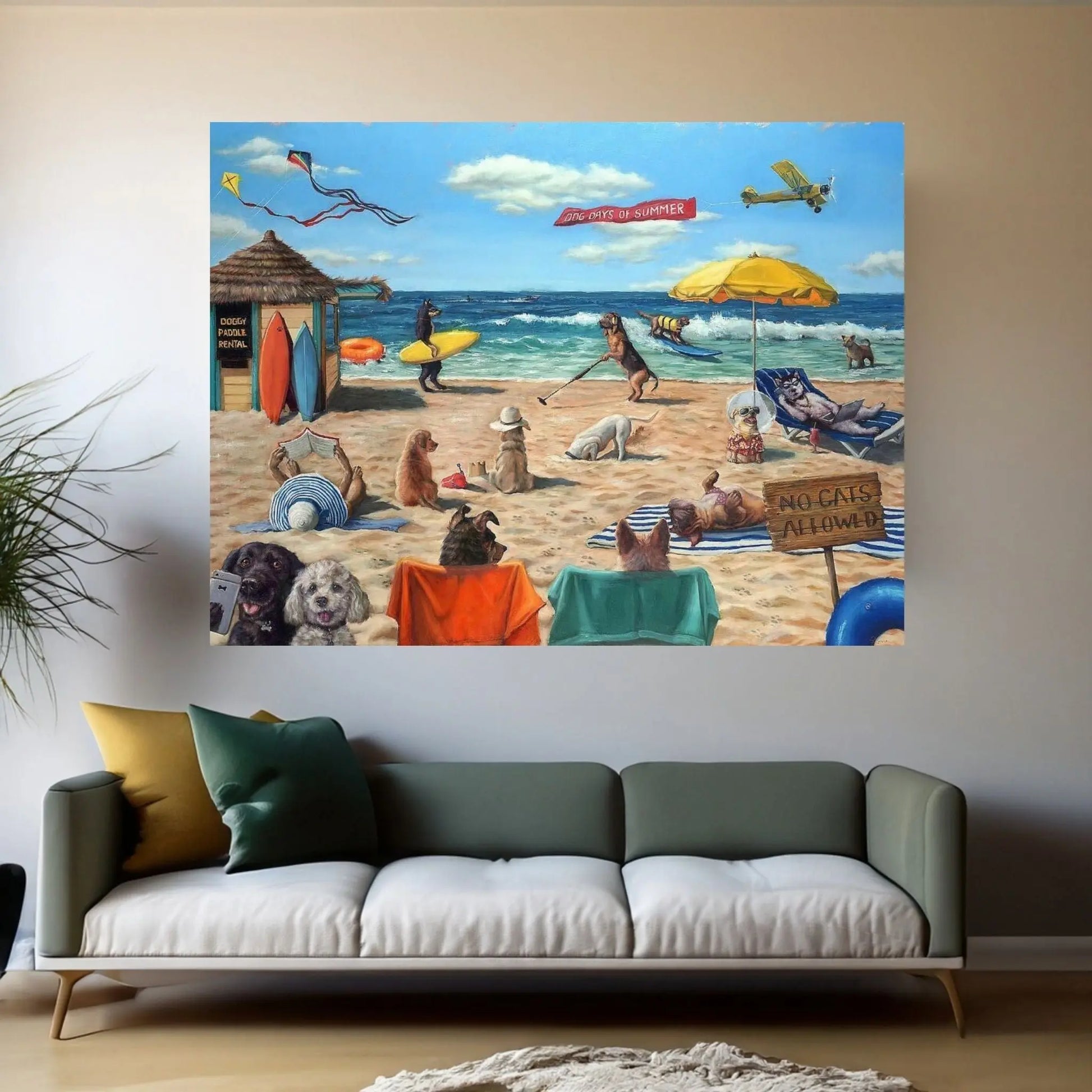 Dog Beach Canvas Wall Art - Y Canvas