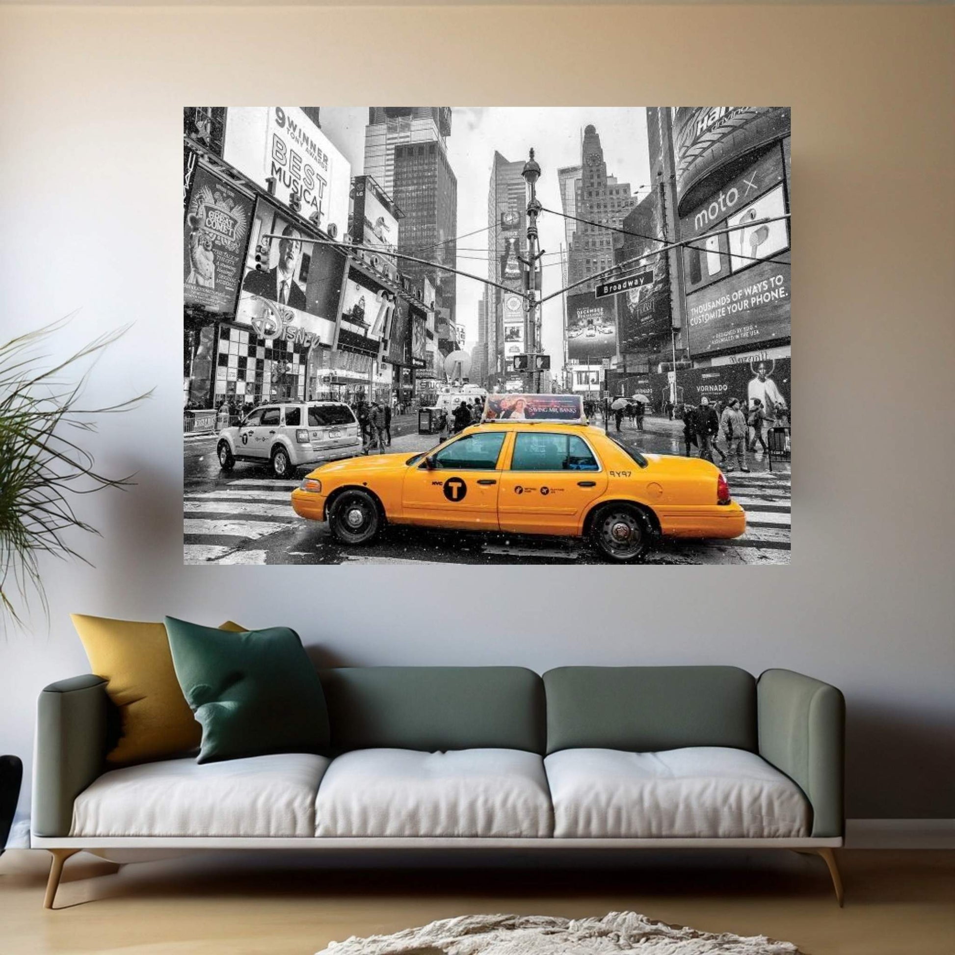 Times Square Yellow Cab I Canvas Wall Art - Y Canvas