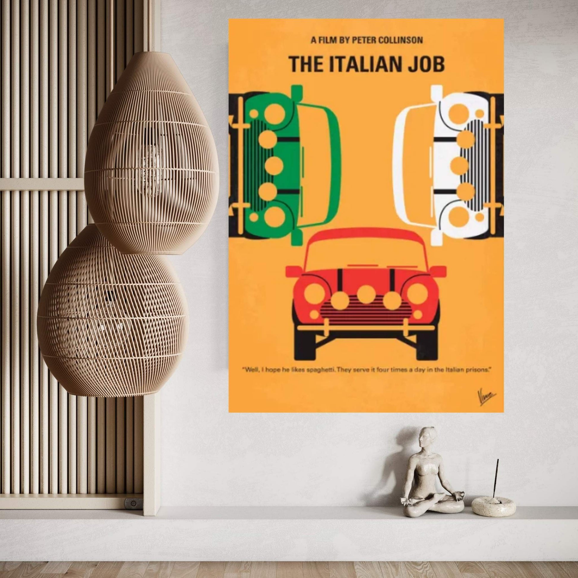 The Italian Job Minimal Movie Poster Canvas Wall Art - Y Canvas