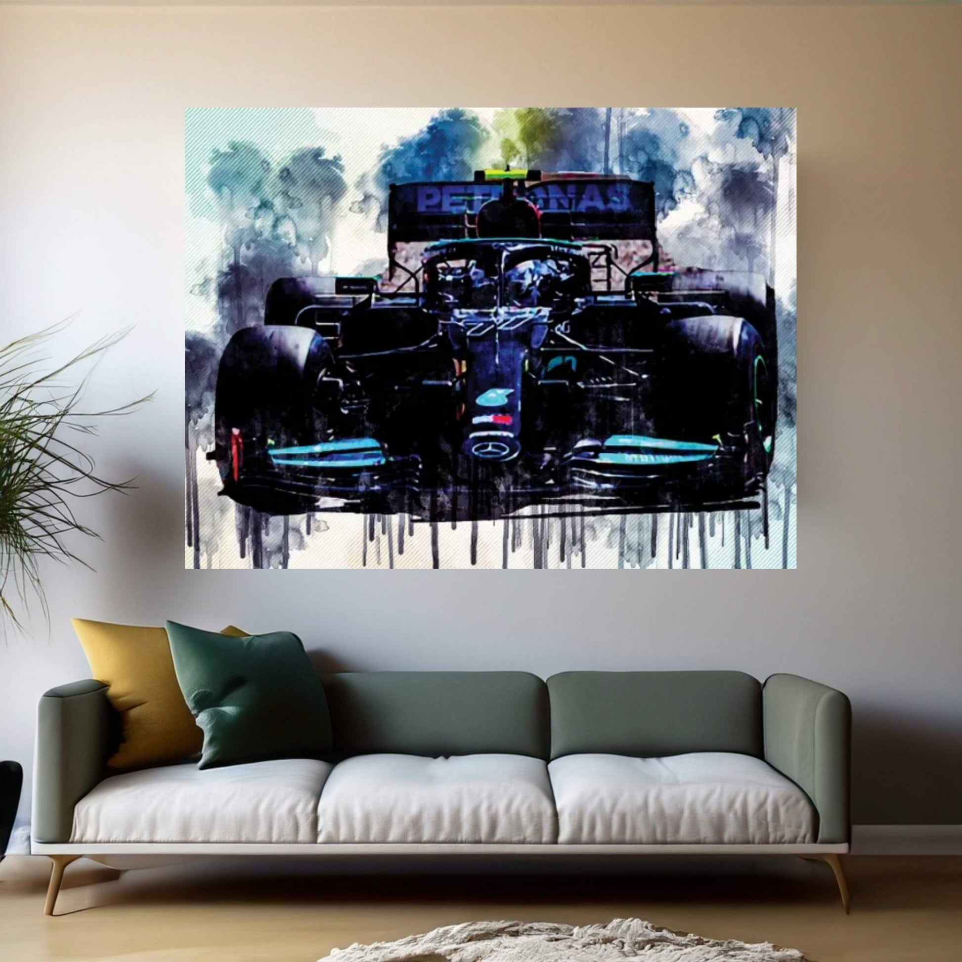 Valtteri Bottas Raceway 2021 Mercedes-Amg F1 W12 Mercedes-Amg Petronas Formula One Team British Racing Drivers Formula 1 F1 Canvas Wall Art - Y Canvas