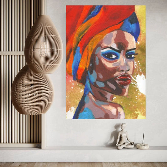 Black American Afro African Woman Indian Oil Painting on Canvas Posters and Prints Scandinavian Wall Art - Y Canvas