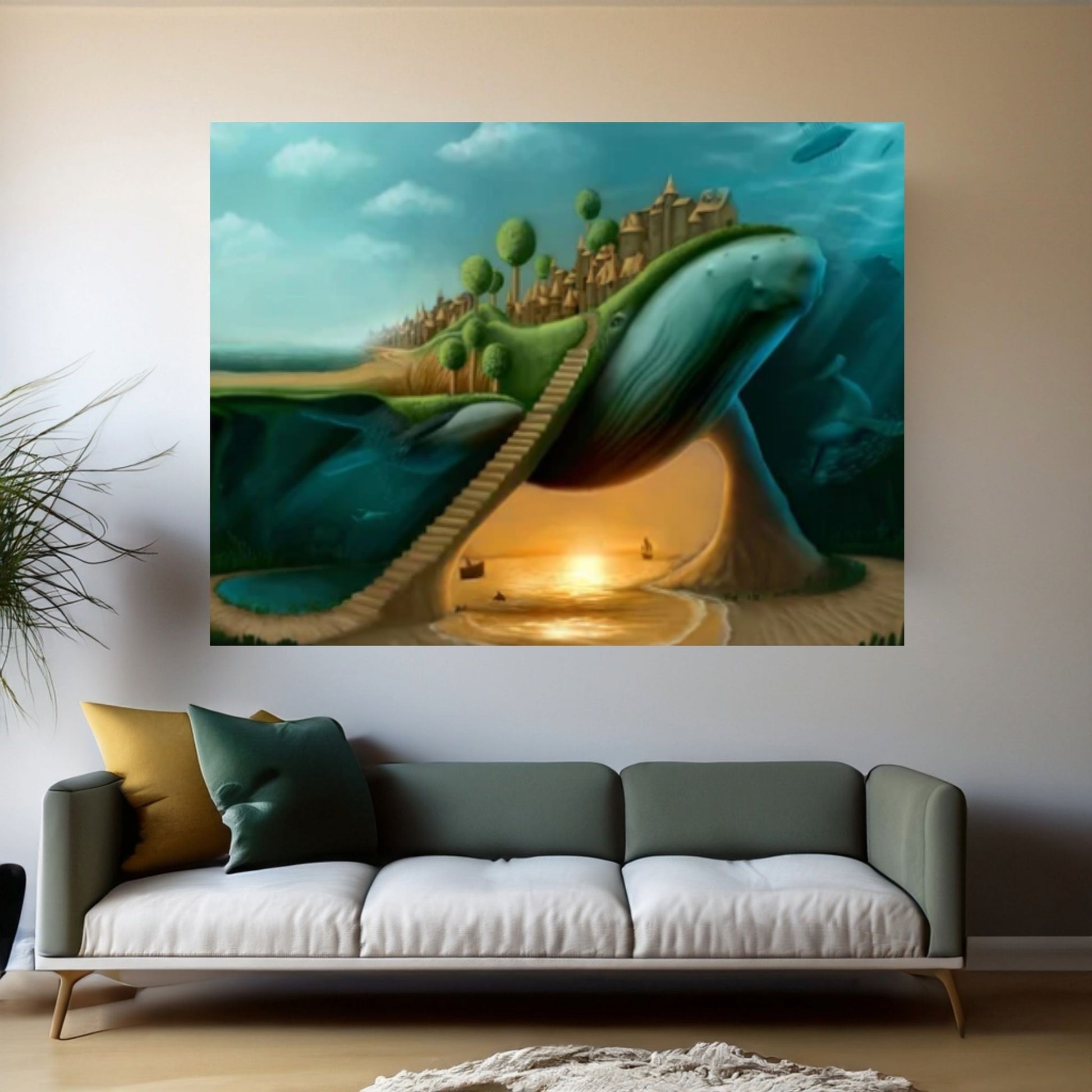 Surrealism Artwork, Framed Surreal Canvas, Abstract Scenery - Y Canvas