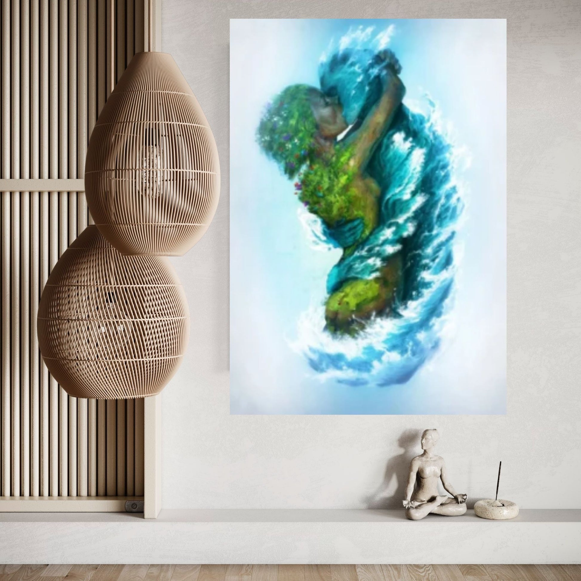 Love Of Water And Earth Canvas Print, Romantic Love Painting, Love Graffiti - Y Canvas