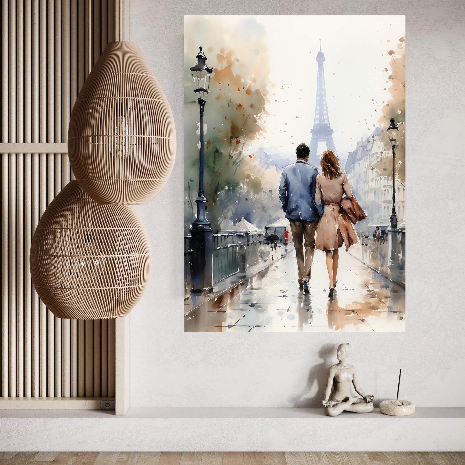 Love Walk in Paris Dear Couple, Man and Woman Canvas Wall Art - Y Canvas