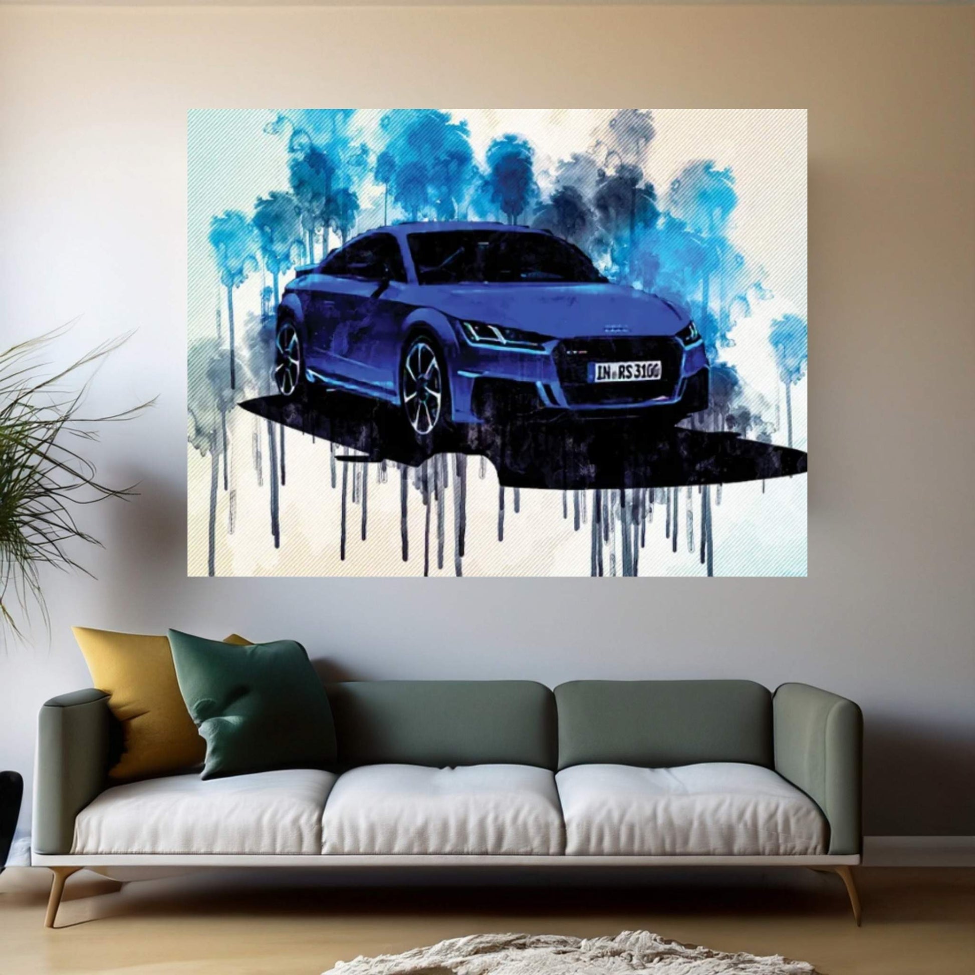 2020 Audi TT RS Blue Sports Canvas Wall Art - Y Canvas