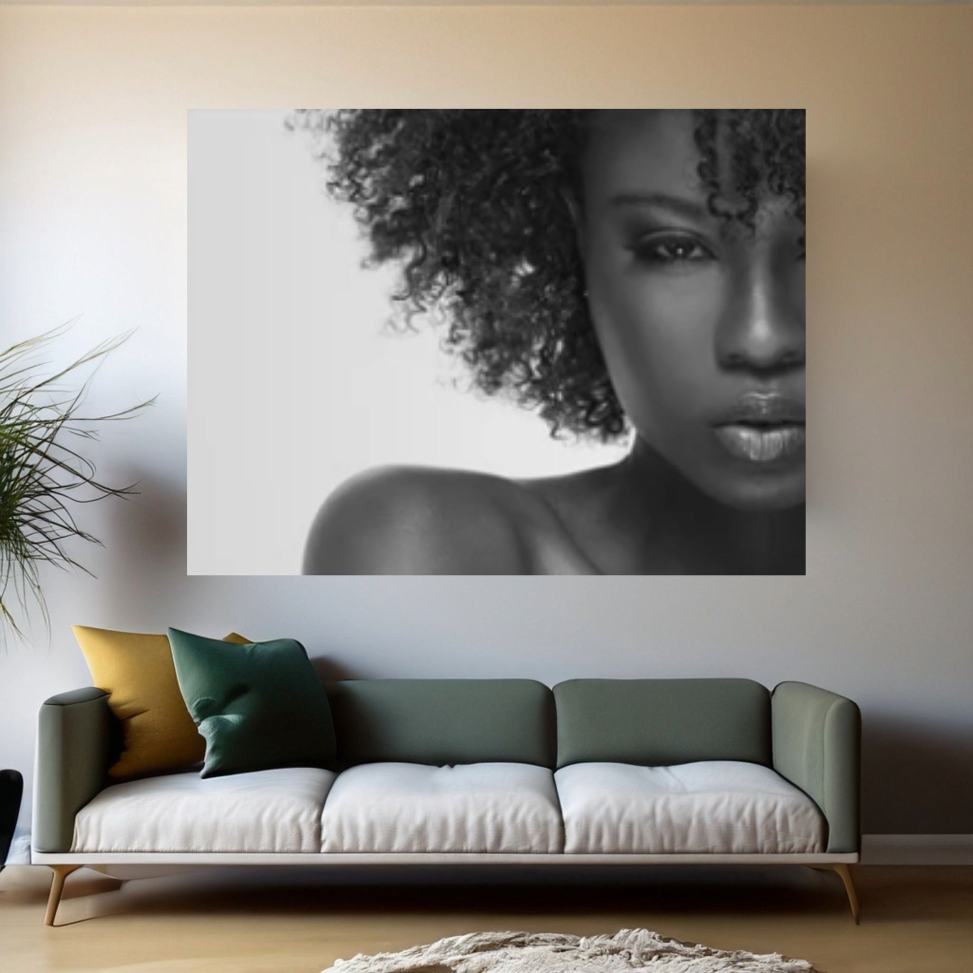 African Black Woman Portrait, Colorful Afro Art, African Woman Makeup Wall Art, Modern Art - Y Canvas