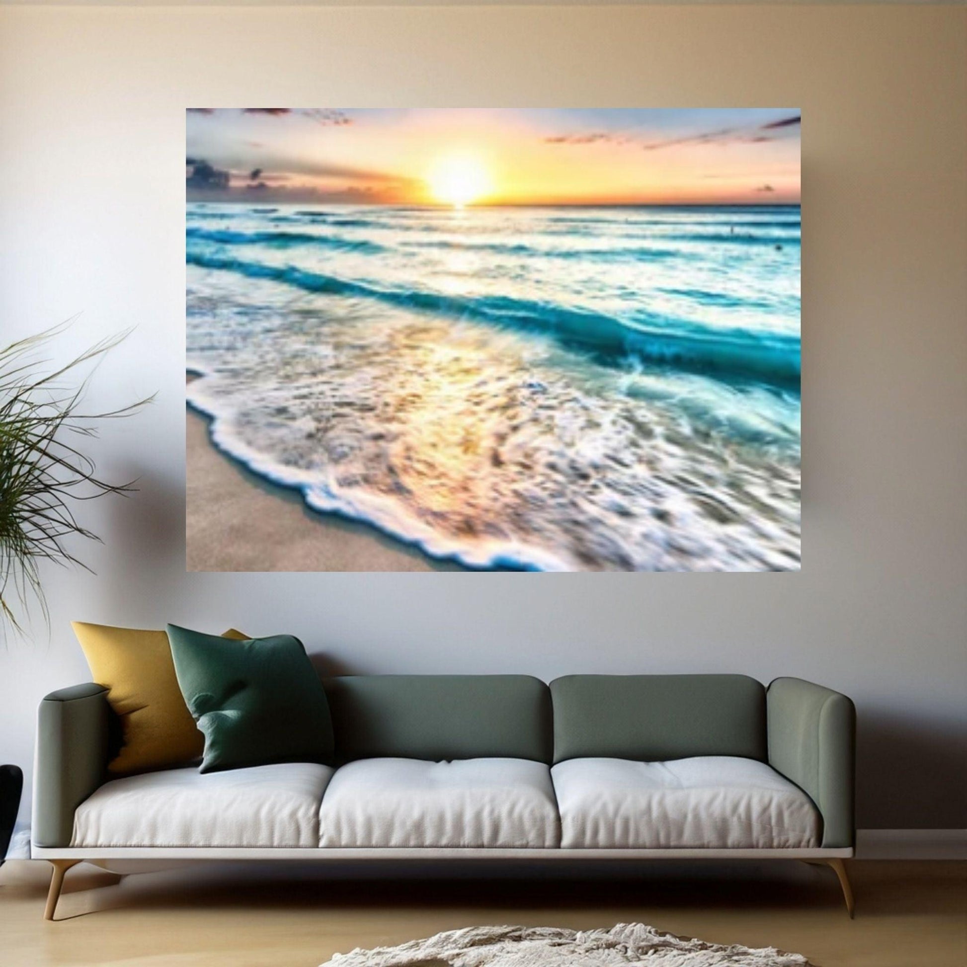 Sea Beach Ocean White Sand Canvas Wall Art Print Design, Wall Decor - Y Canvas