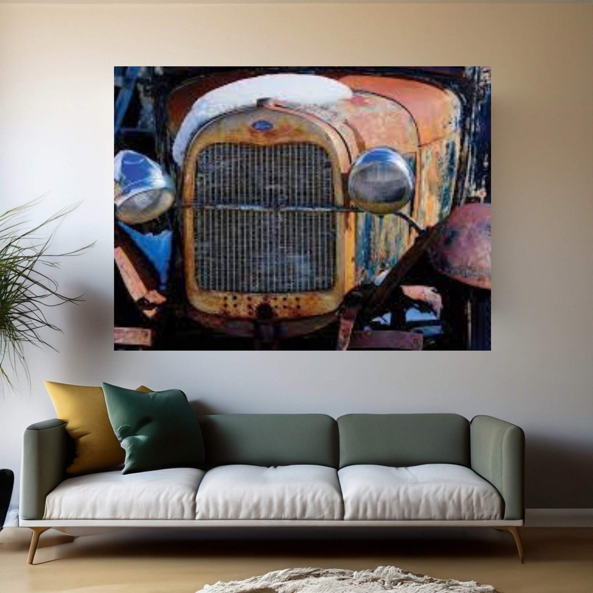 Snowy Model-T 2 Canvas Wall Art - Y Canvas