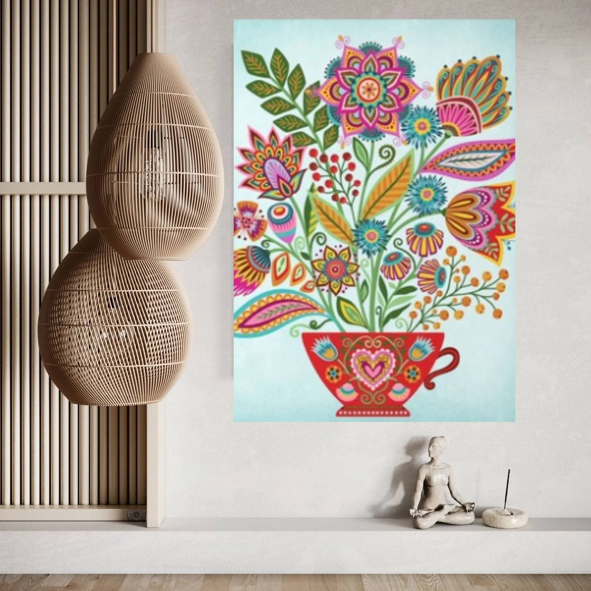 Mexican Art , Traditional Mexican Poster, Floral Mexican Wall Art Decor, Latin American Decor Canvas Wall Art - Y Canvas