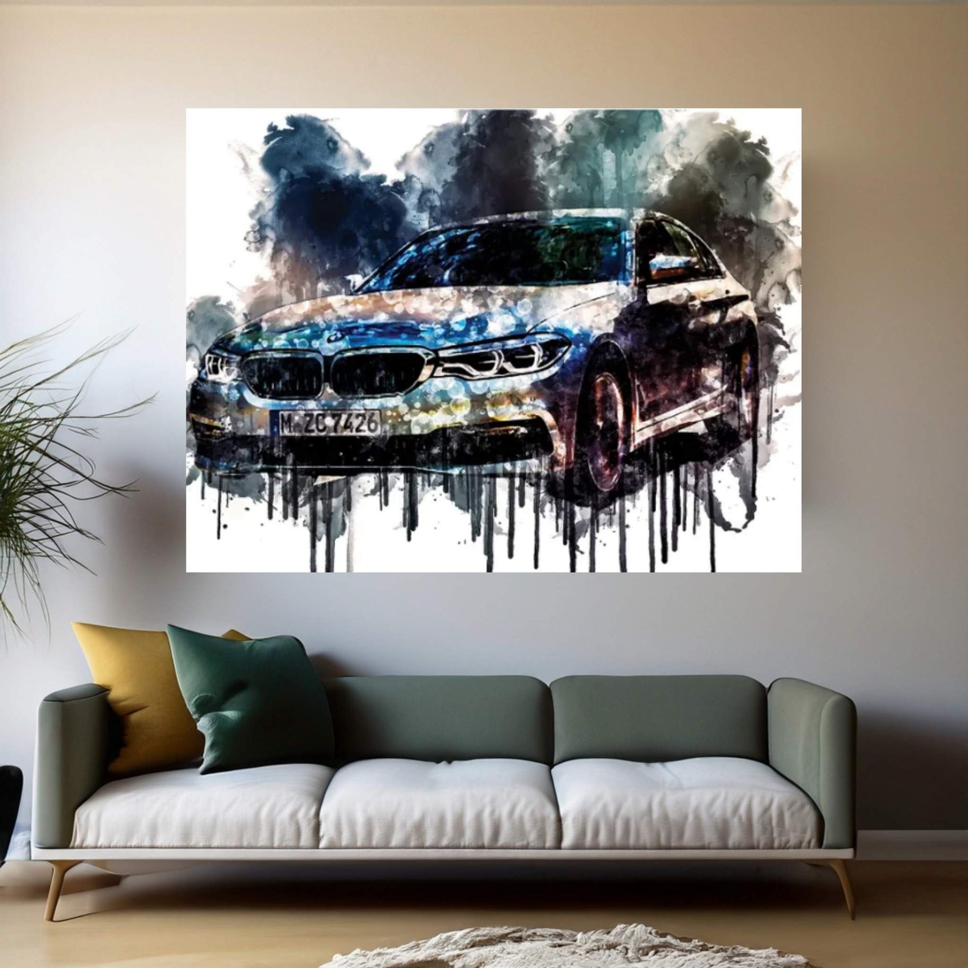 2018 BMW 530e iPerformance Series Vehicle CCCLXXXVIII Canvas Wall Art - Y Canvas