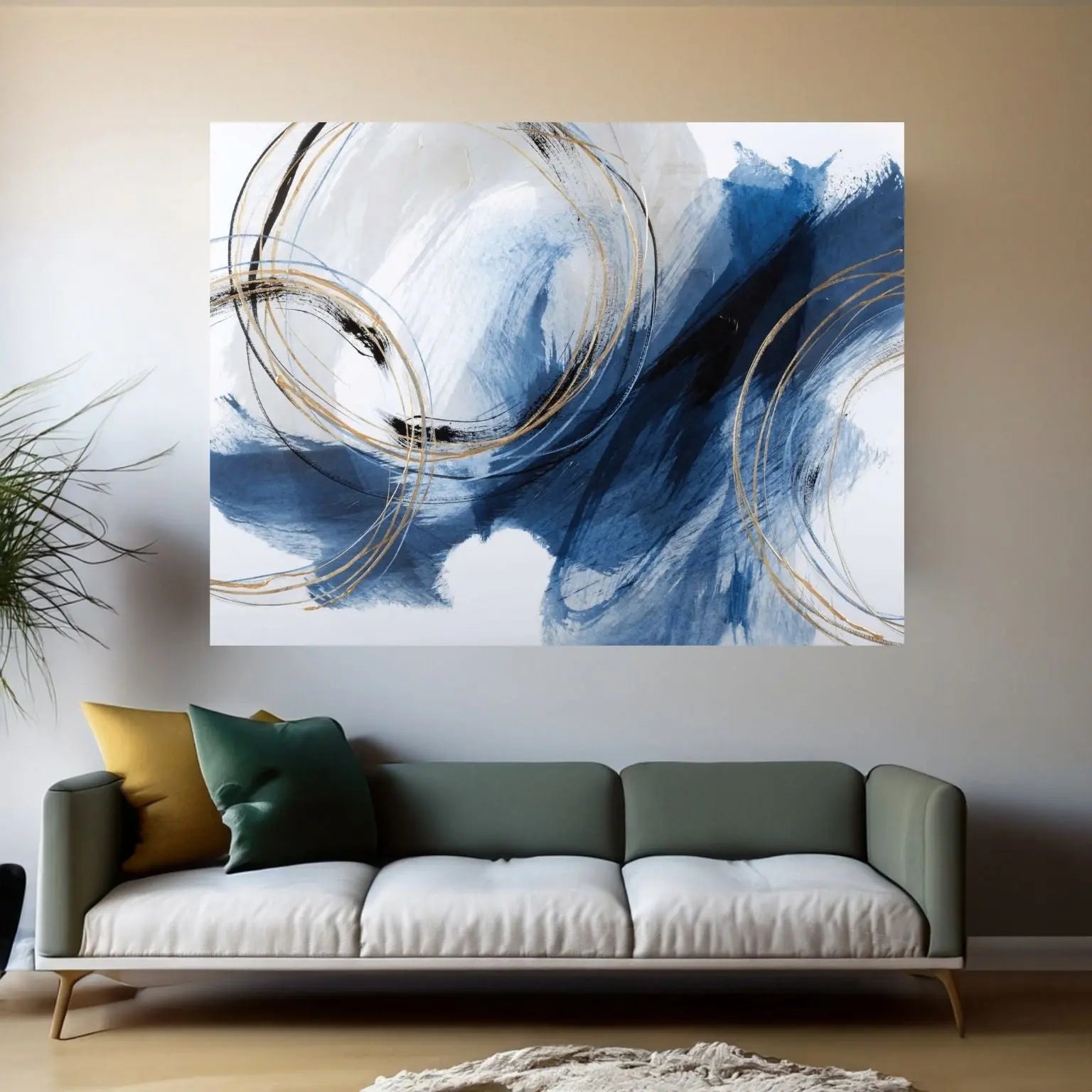 Modern Lines Abstract Canvas Wall Art - Y Canvas