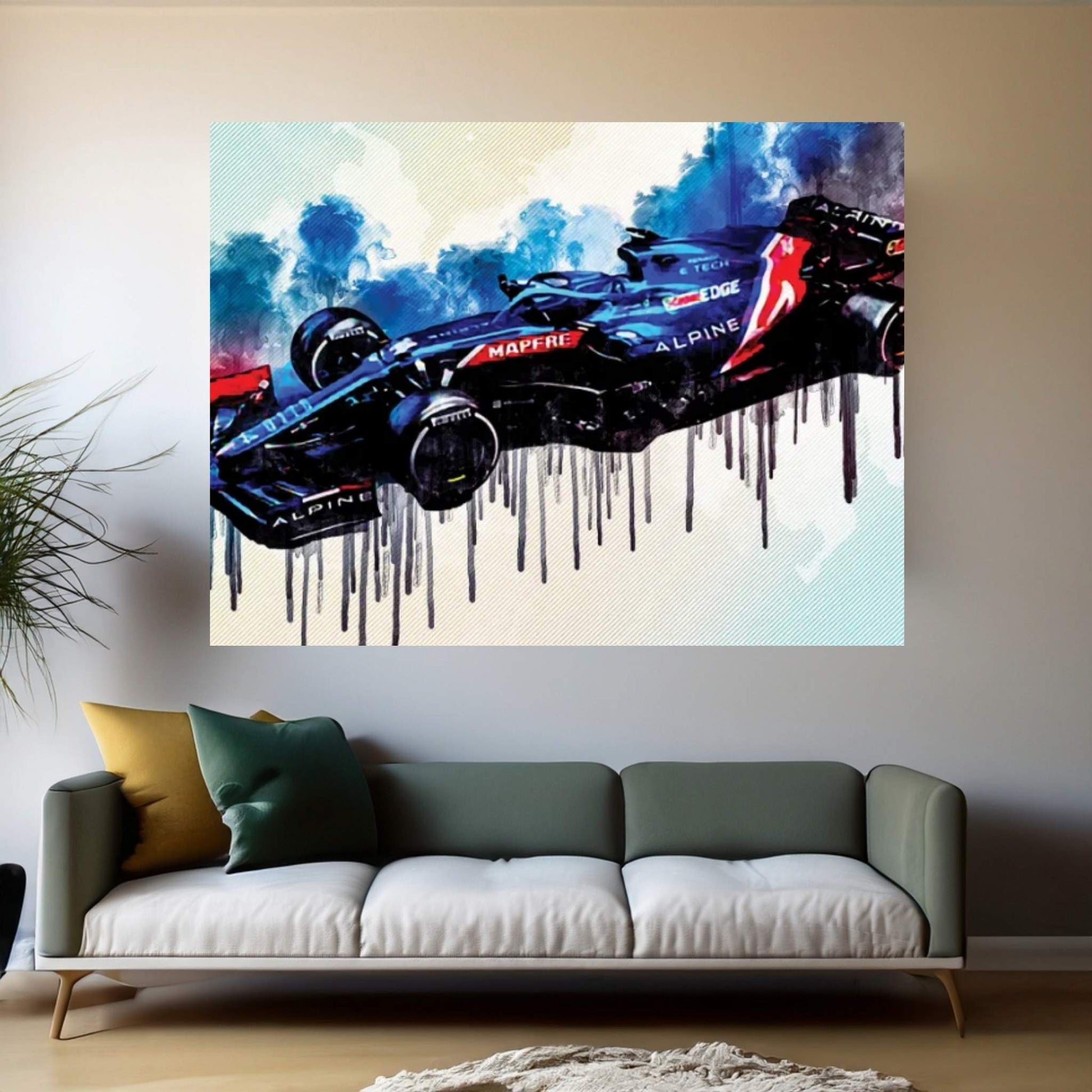 Alpine A521 F1 2021 Race Cars Formula 1 E-Tech 21 Alpine Canvas Wall Art - Y Canvas