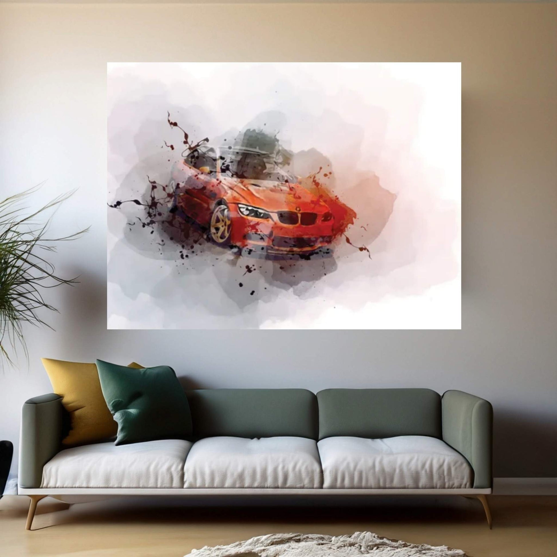 BMW M3 E92 Orange Coupe Tuning Canvas Wall Art - Y Canvas